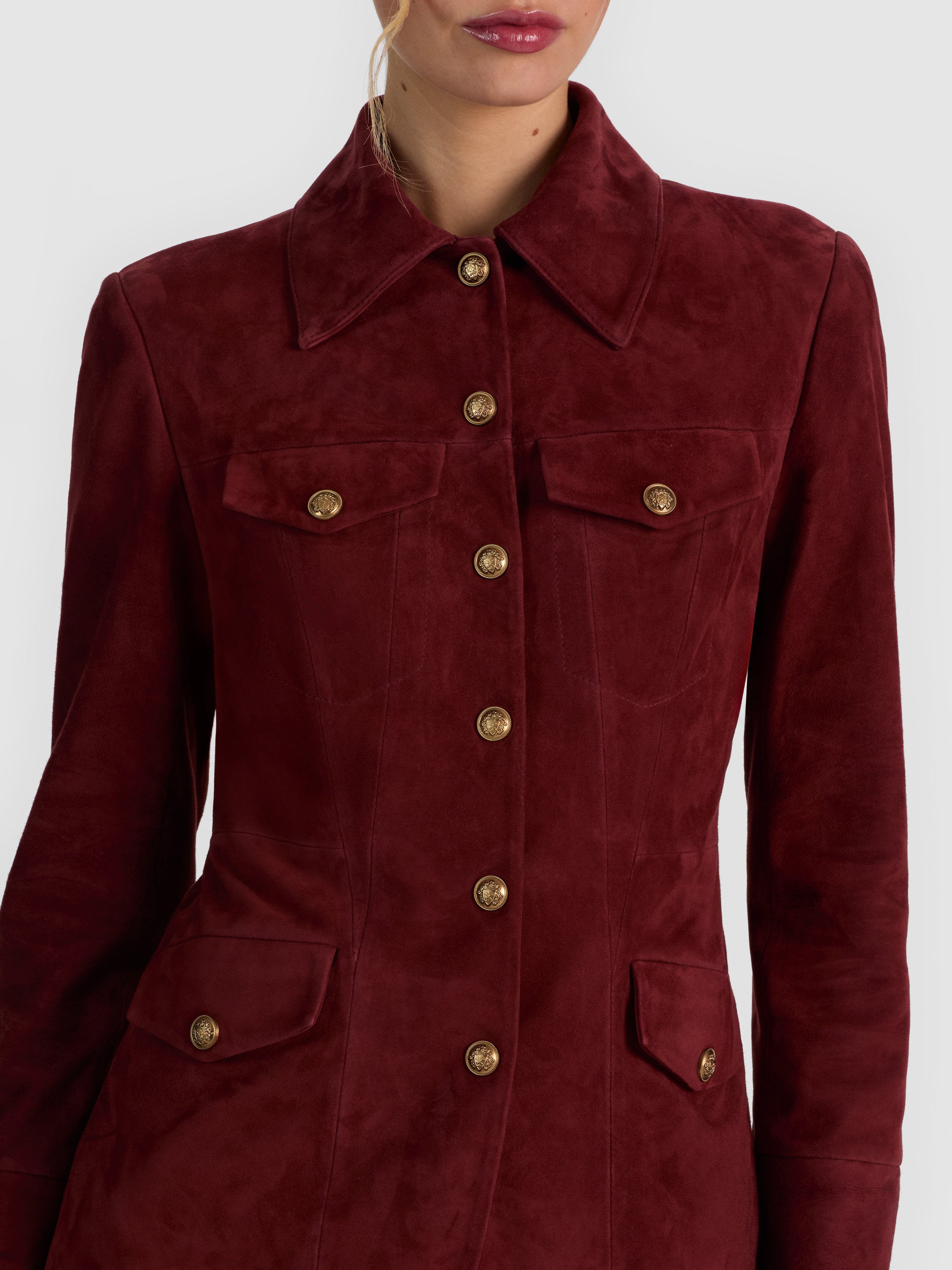 DOROTHIE SUEDE BUTTON FRONT JACKET-ALICE + OLIVIA