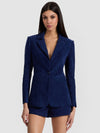 MACEY SUEDE NOTCH COLLAR FITTED BLAZER-ALICE + OLIVIA