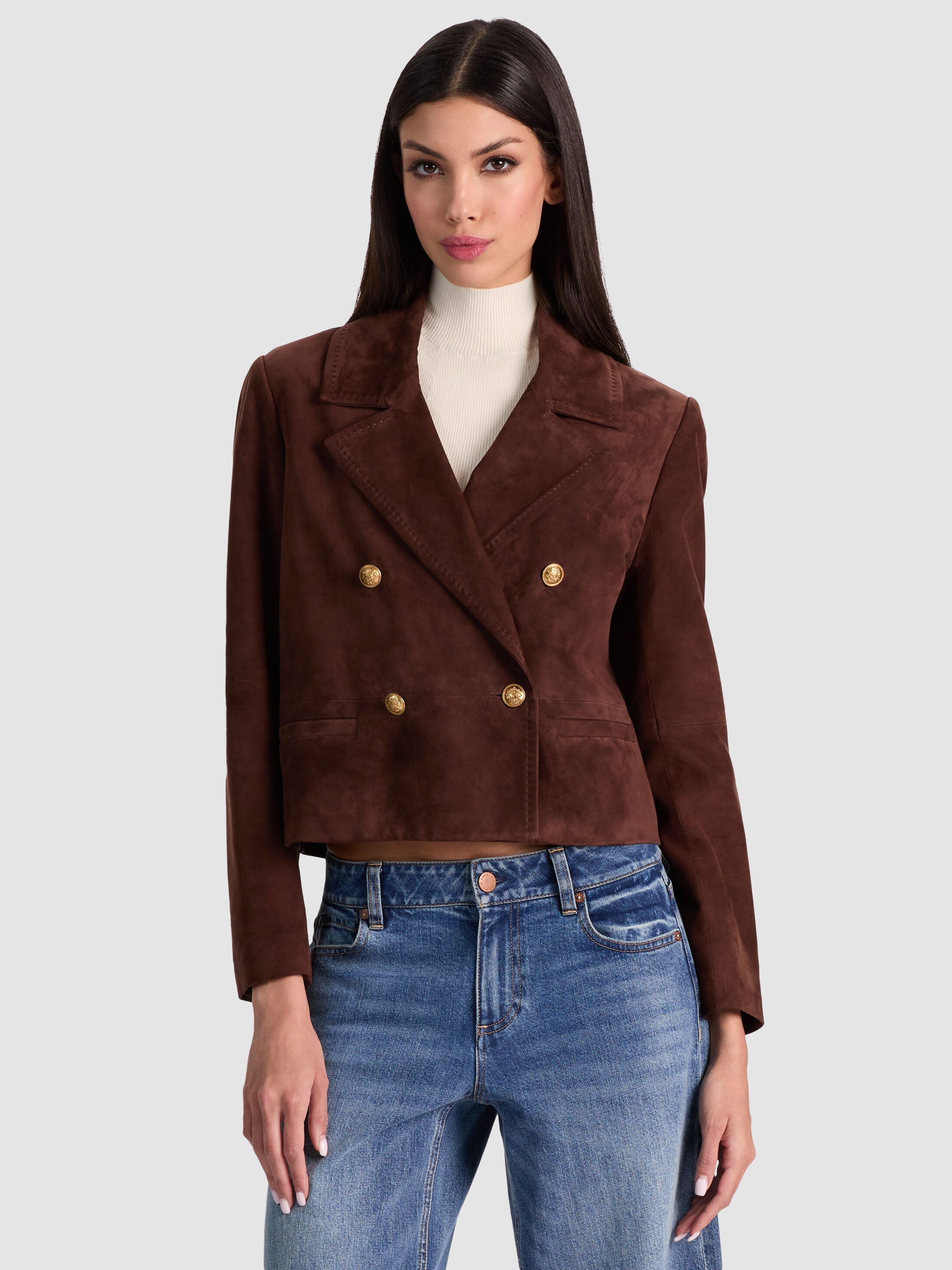 AVERY SUEDE DOUBLE BREASTED BLAZER-ALICE + OLIVIA