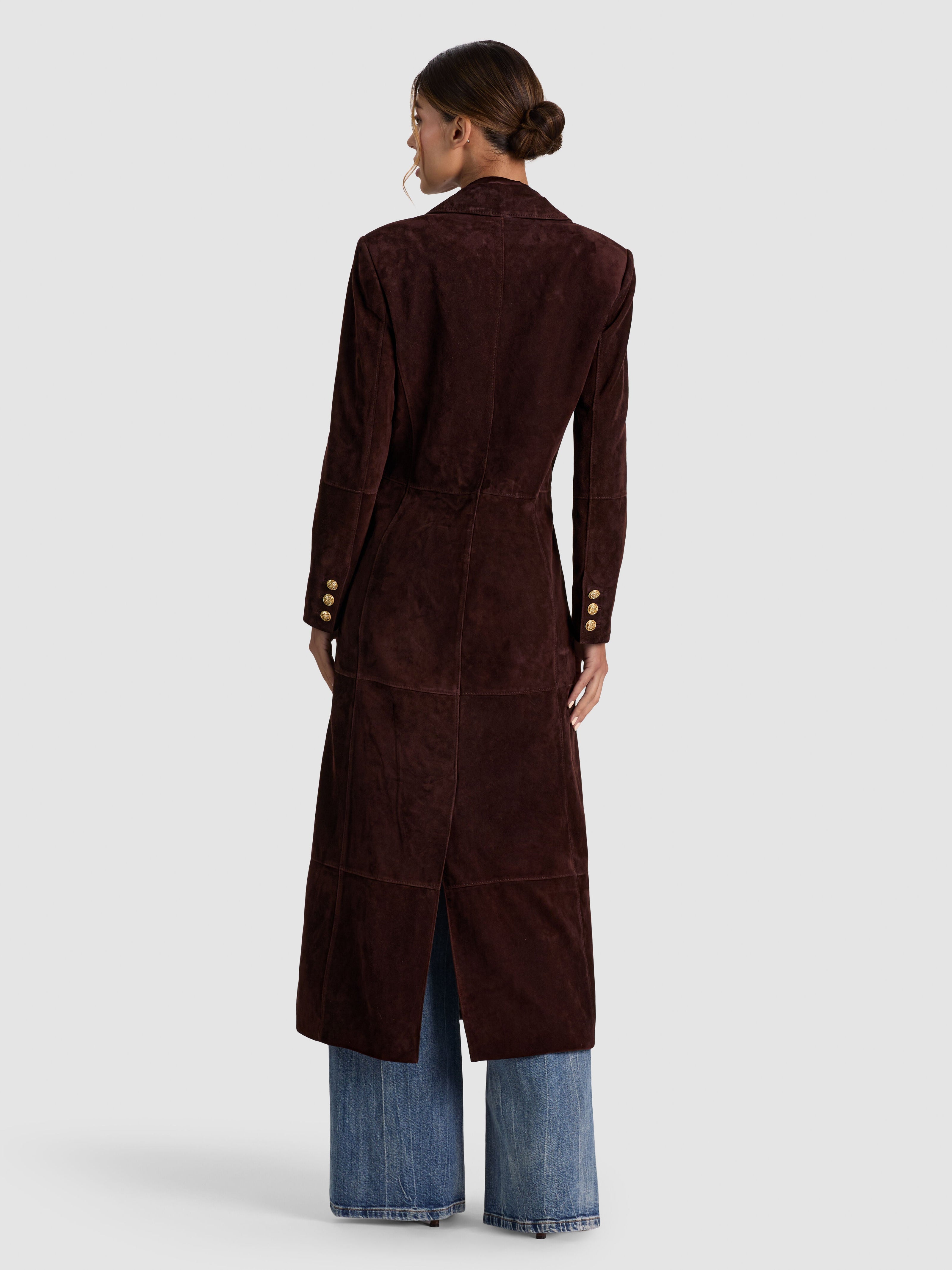 IRVIN SUEDE SLIM MAXI BLAZER-ALICE + OLIVIA
