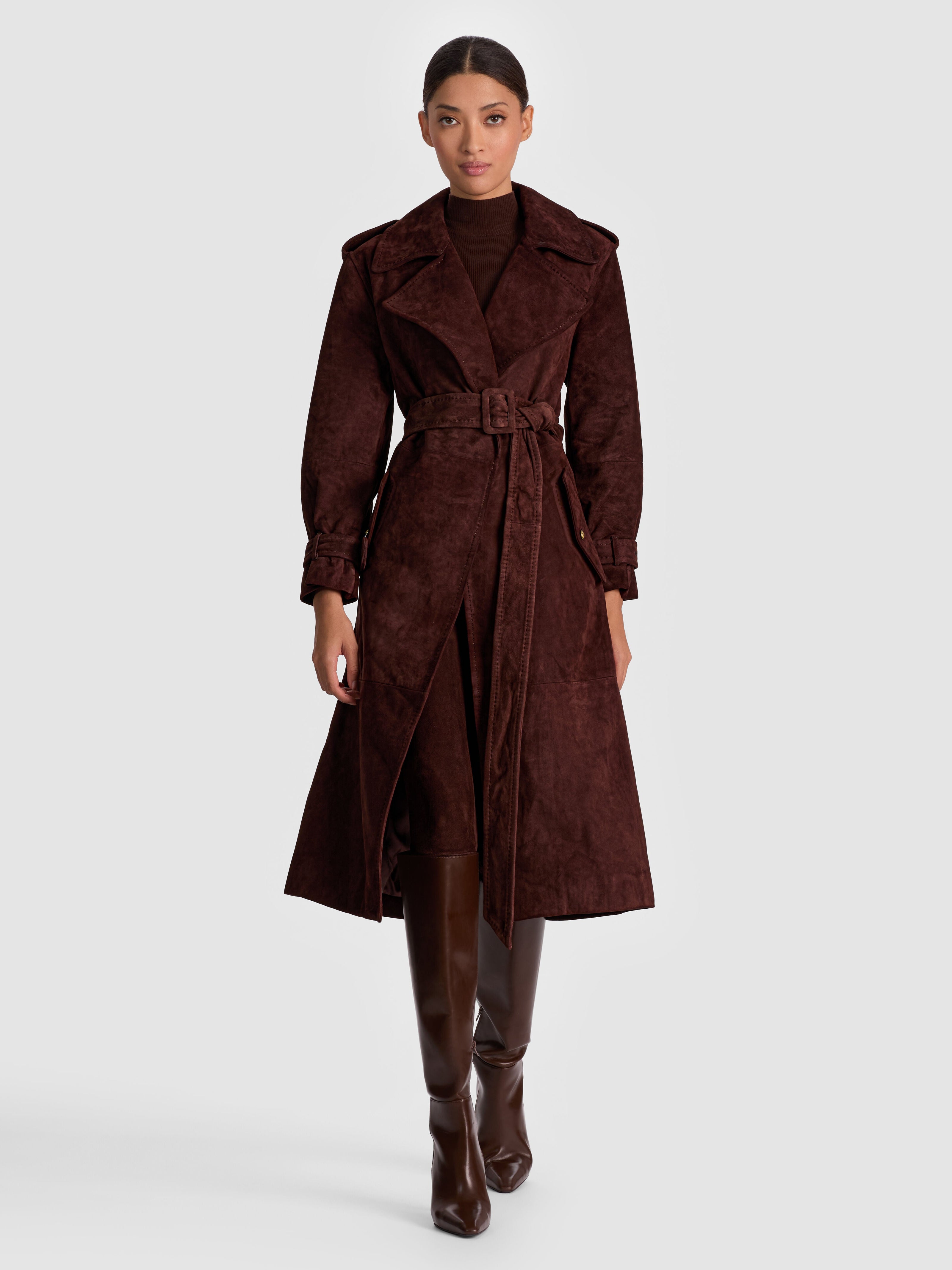 NEVADA SUEDE TRENCH COAT-ALICE + OLIVIA