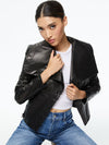 NITA LEATHER DRAPE FRONT JACKET-ALICE + OLIVIA