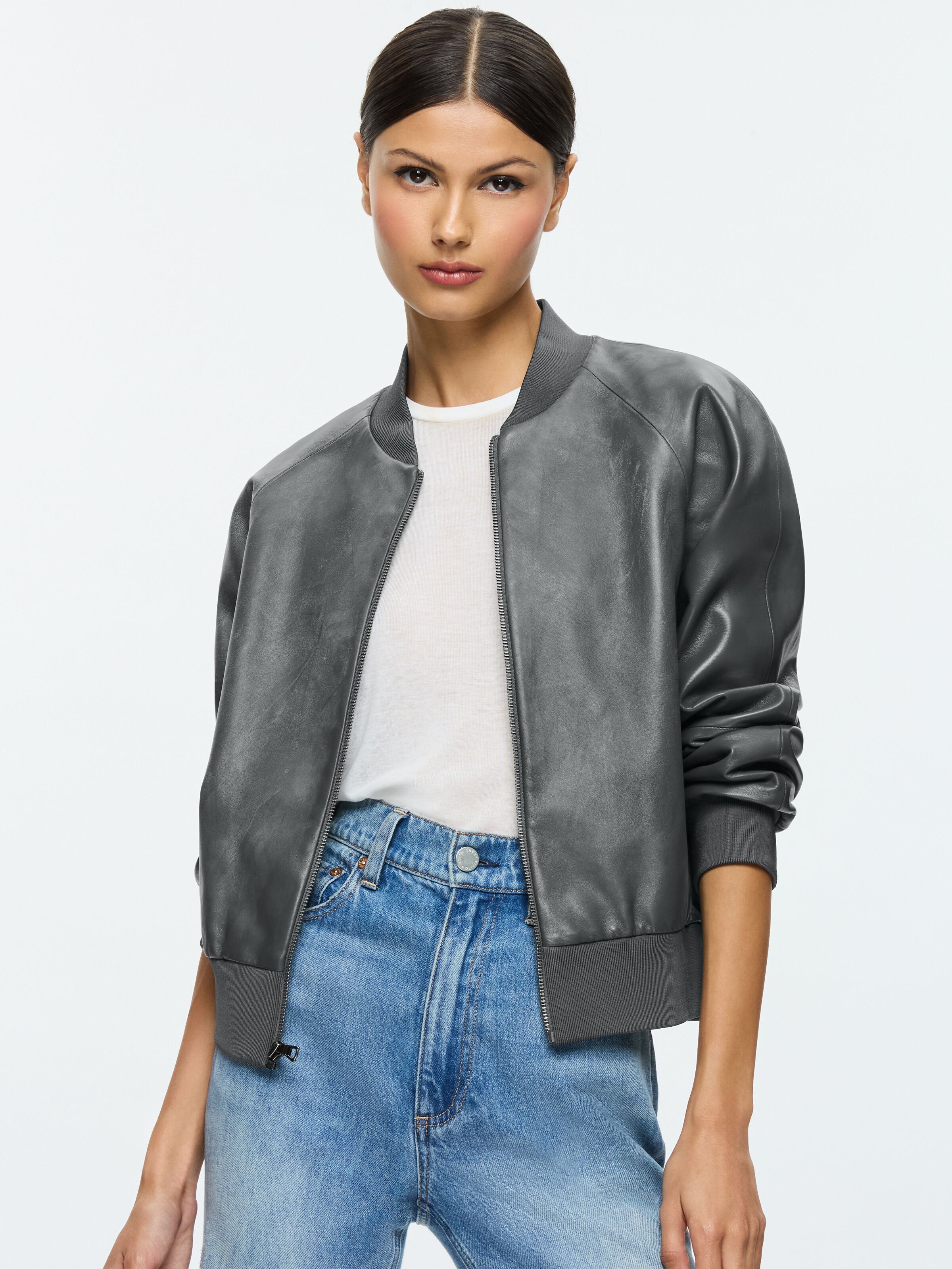 FELISA LEATHER BOMBER-ALICE + OLIVIA