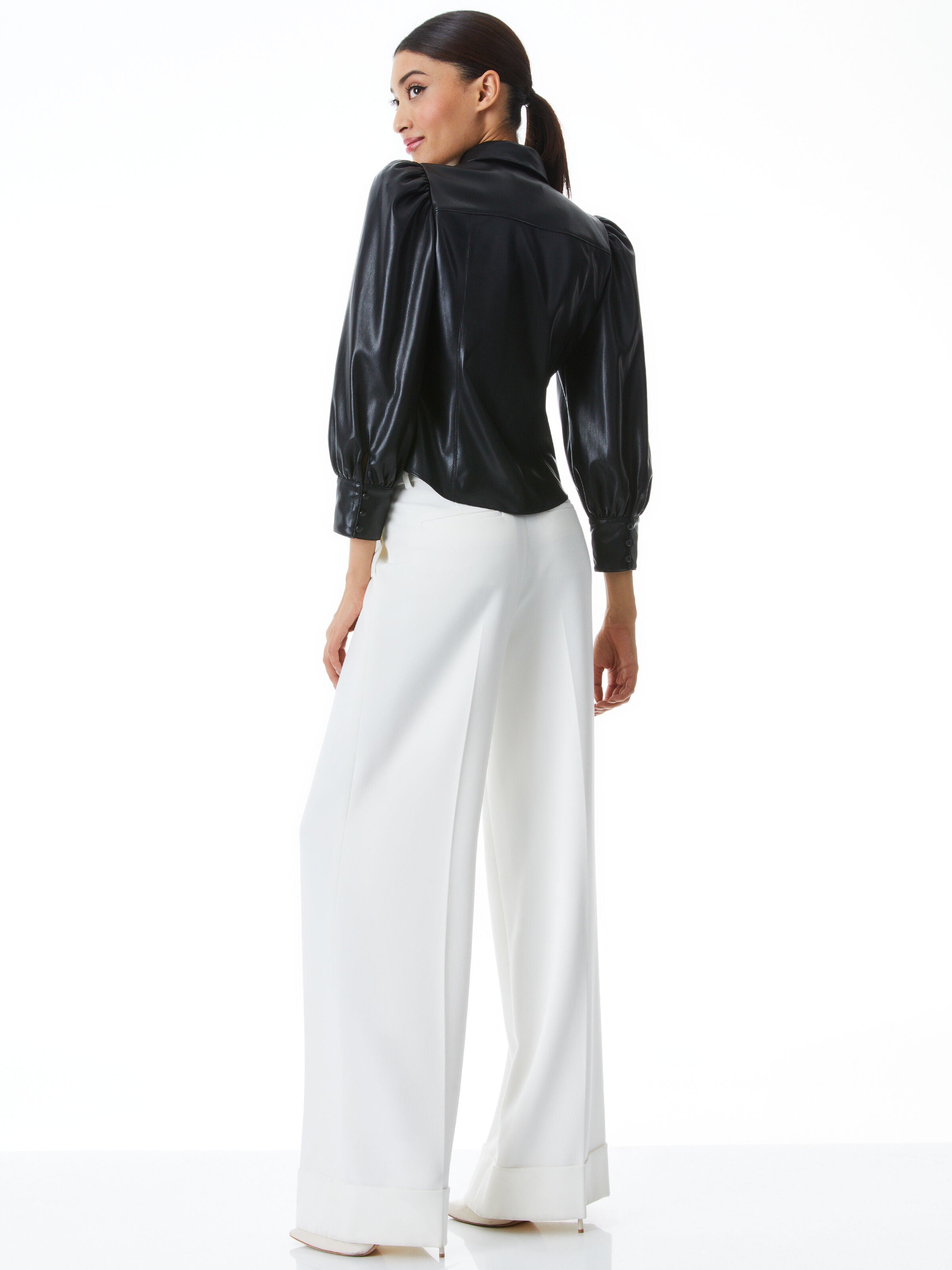 NADINE VEGAN TOP-Black-ALICE + OLIVIA