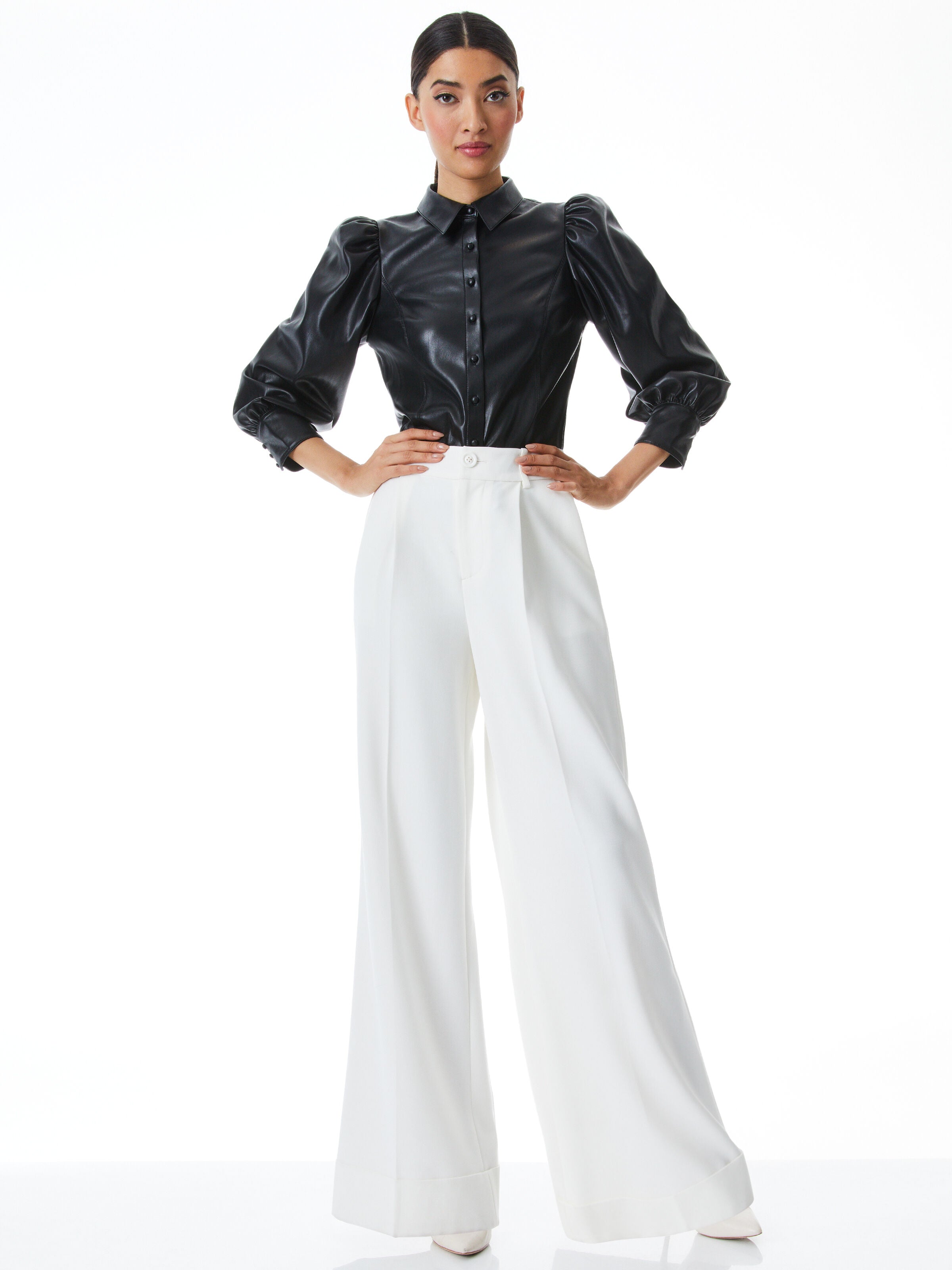 NADINE VEGAN TOP-Black-ALICE + OLIVIA