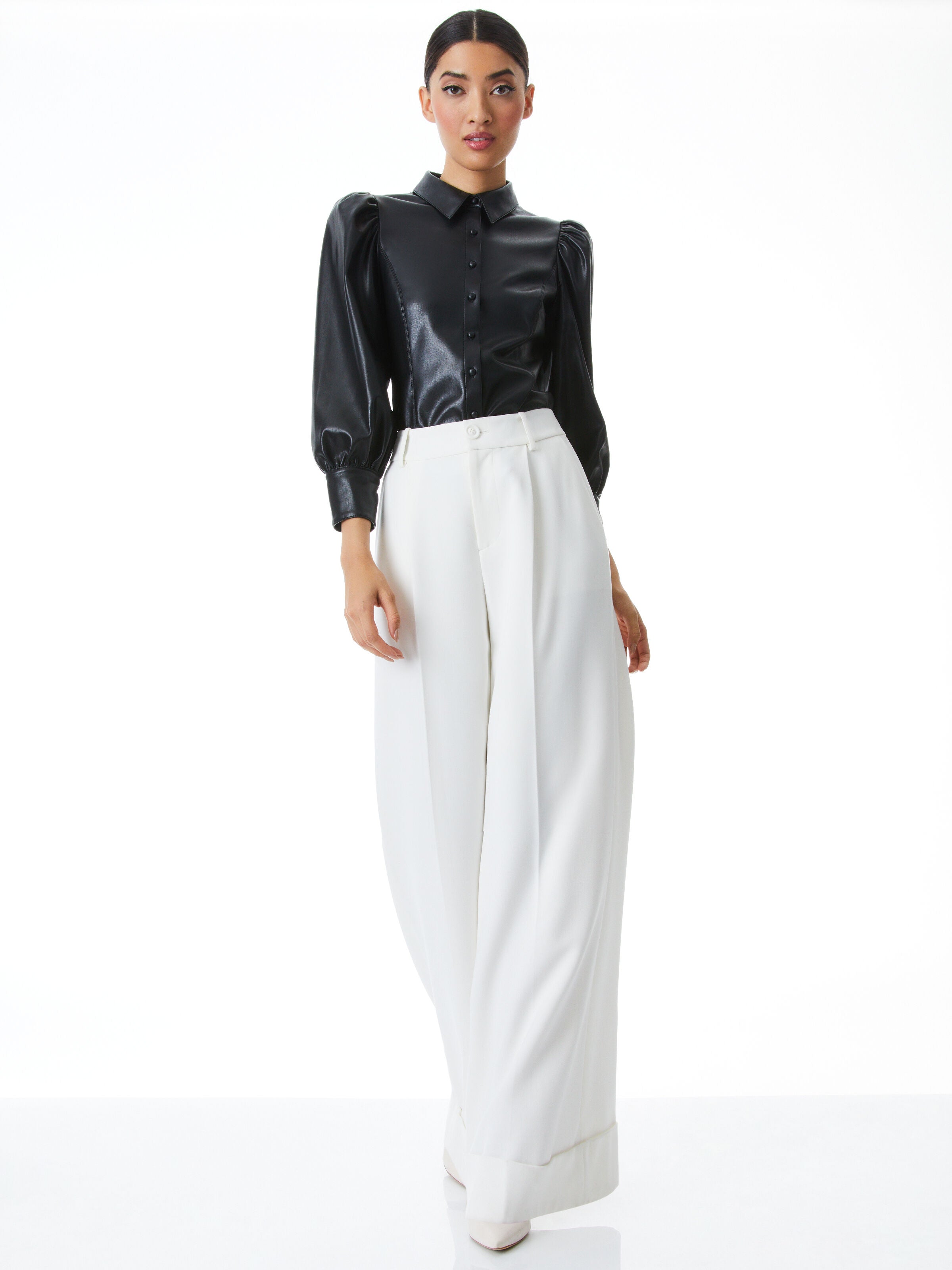 NADINE VEGAN TOP-Black-ALICE + OLIVIA