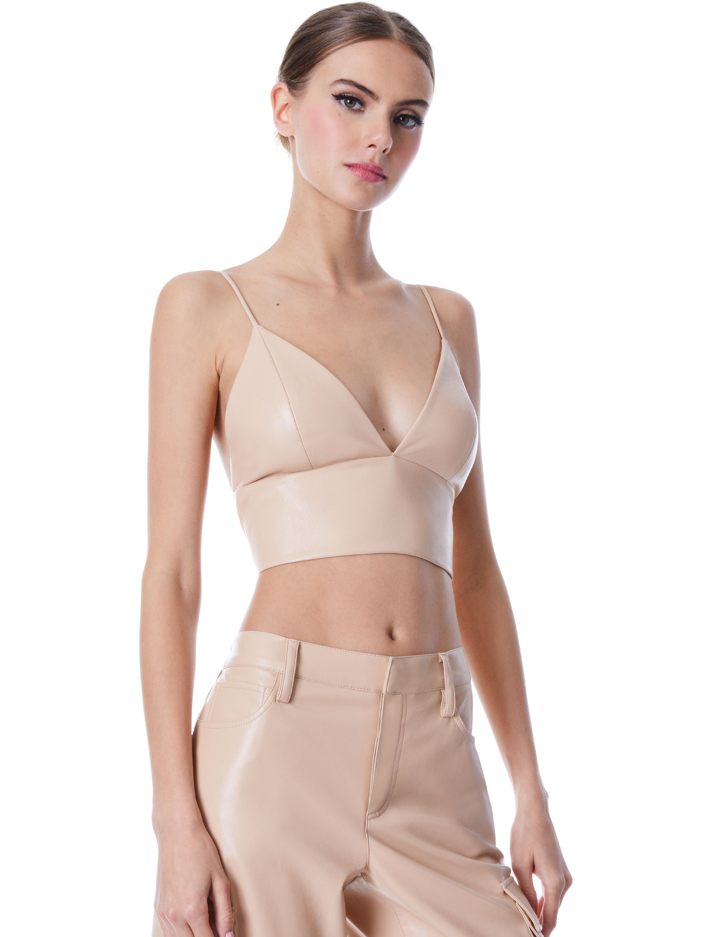 CARLI VEGAN LEATHER BRA TOP-ALICE + OLIVIA