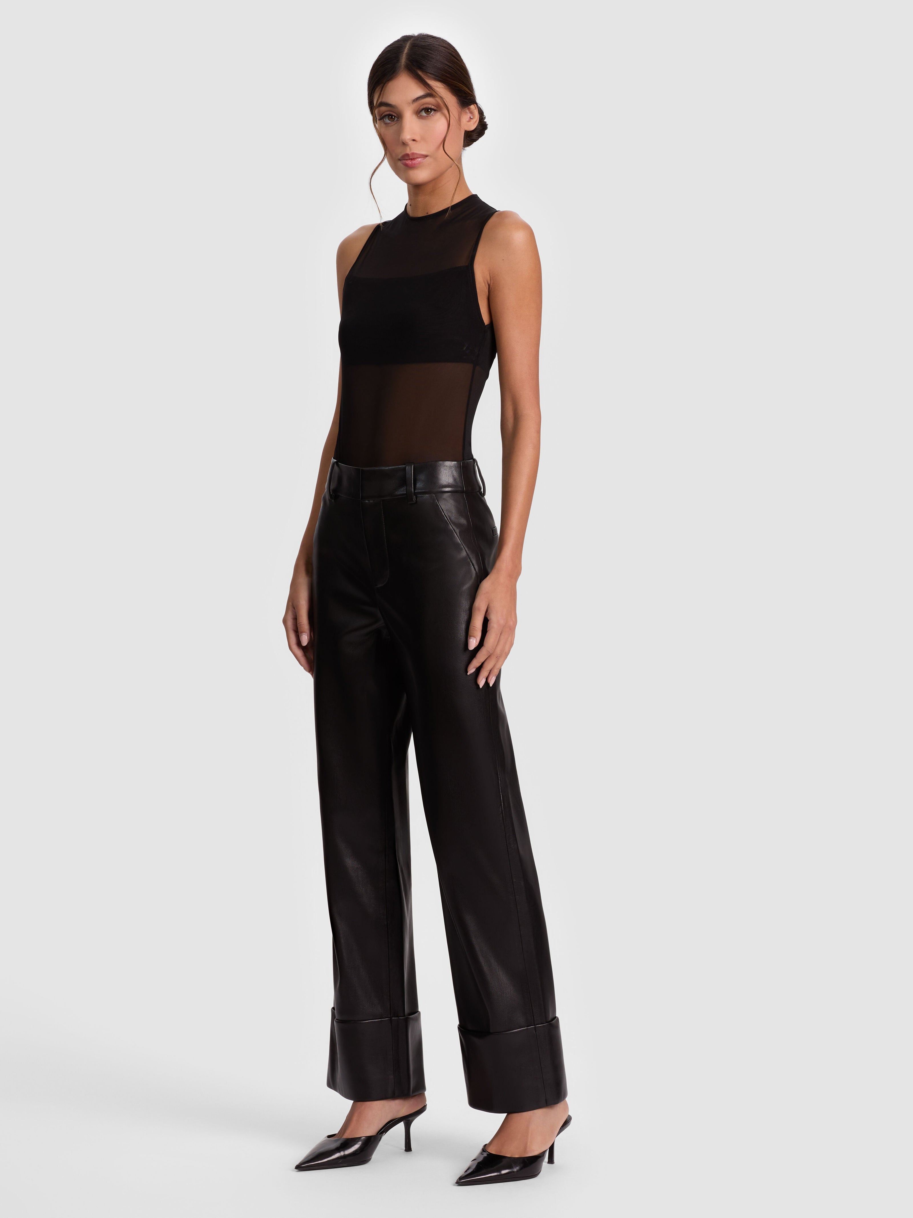 ALEXANDER VEGAN ANKLE PANT-Black-ALICE + OLIVIA