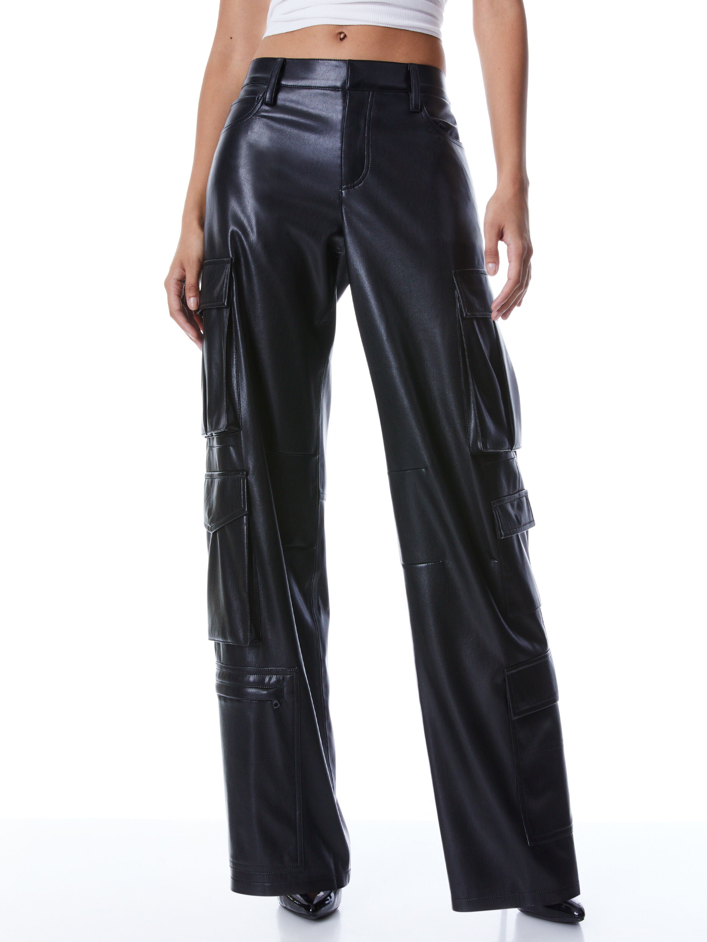 LUIS VEGAN LEATHER CARGO PANT-ALICE + OLIVIA