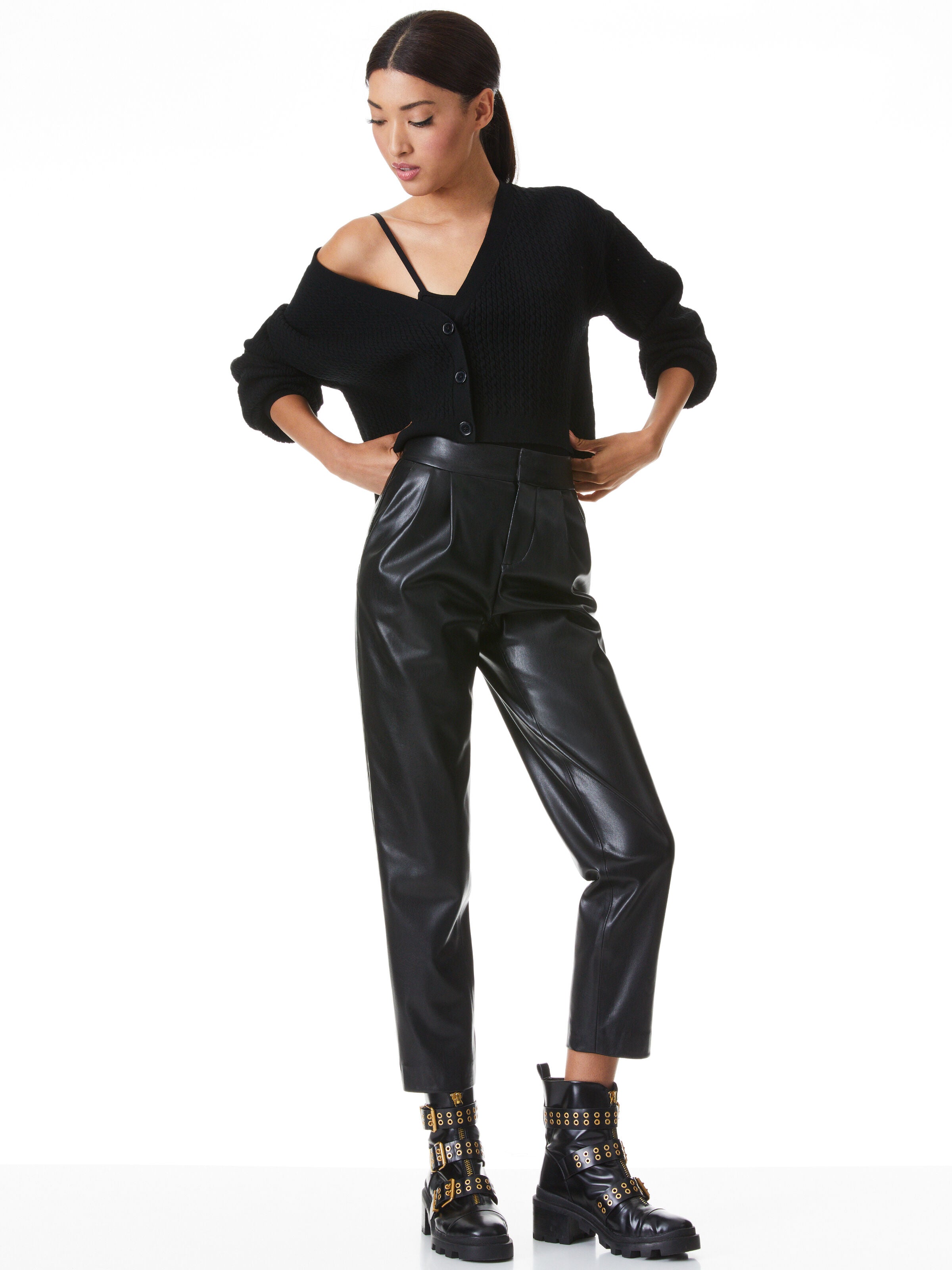 ESTA VEGAN LEATHER PLEATED PANT-ALICE + OLIVIA