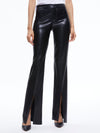 WALKER SLIM VEGAN LEATHER FRONT SLIT PANTS-ALICE + OLIVIA