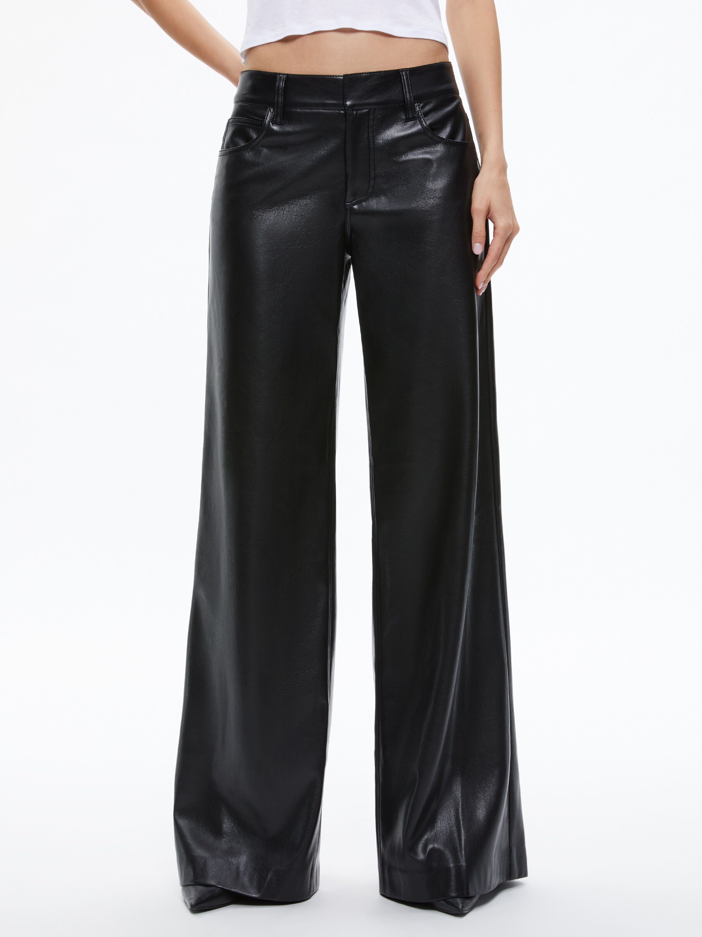 TRISH VEGAN LEATHER WIDE LEG PANT-ALICE + OLIVIA