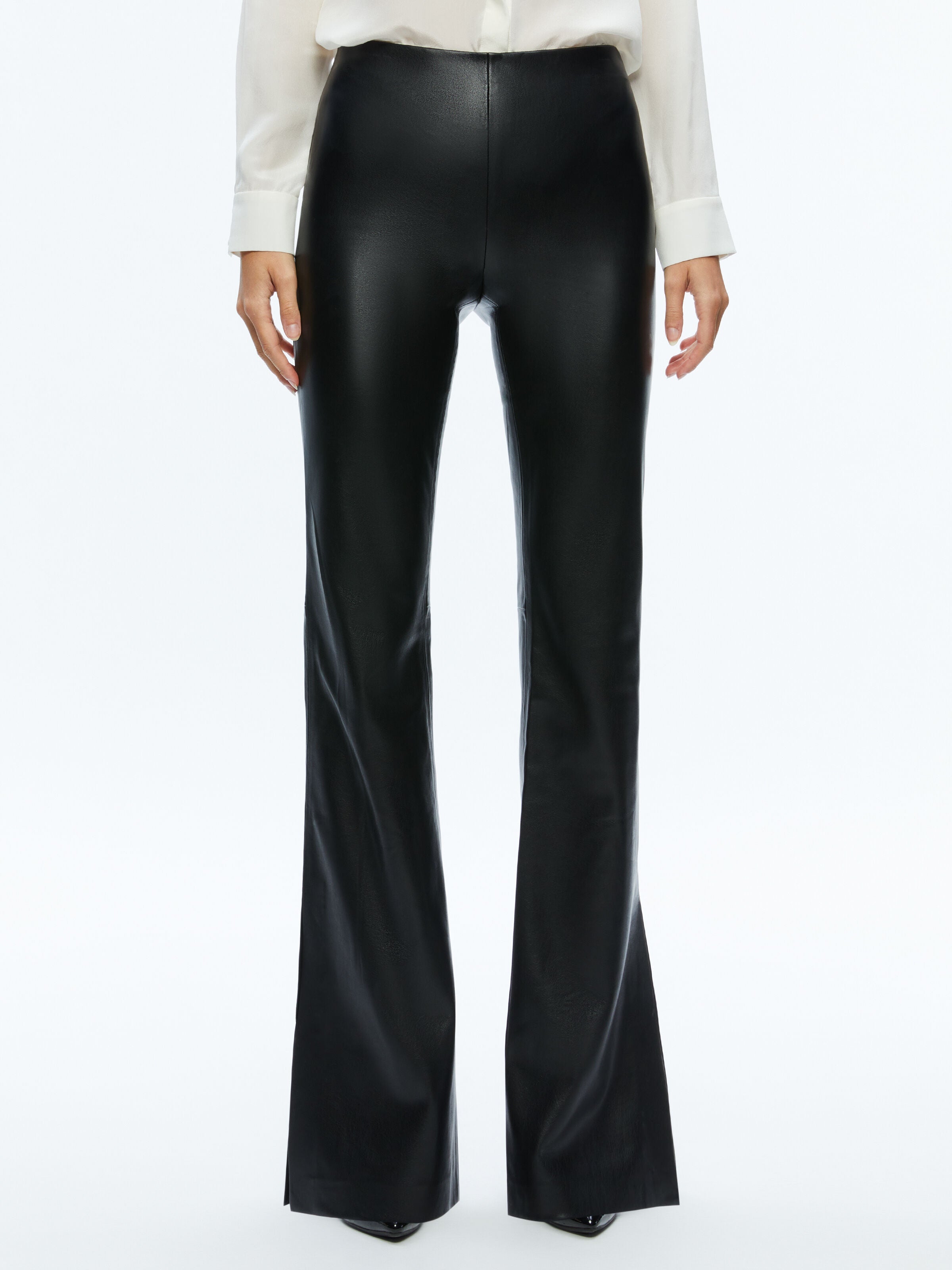 TINA VEGAN LEATHER SPLIT HEM PANT-ALICE + OLIVIA