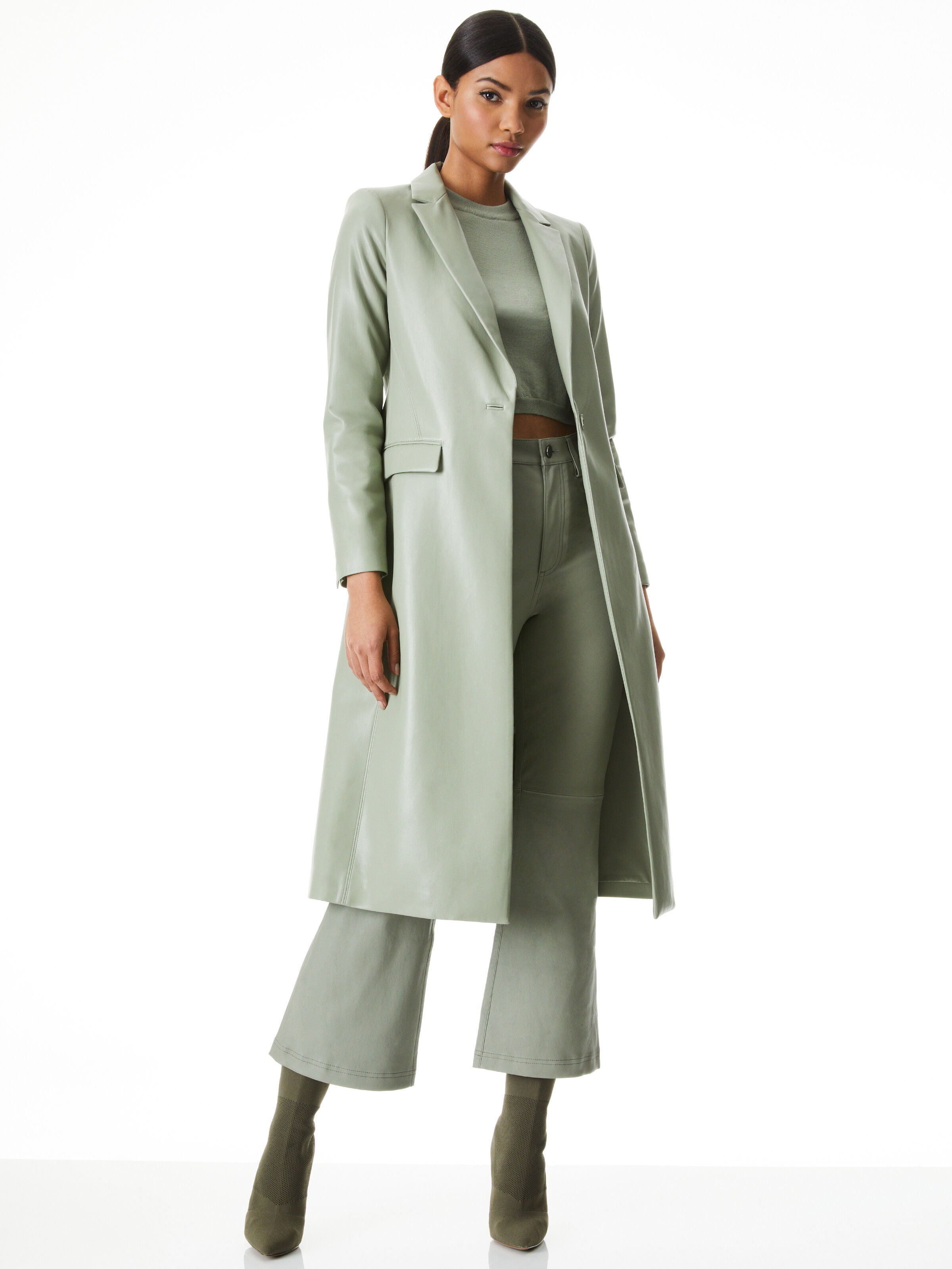 MACEY VEGAN LEATHER LONG BLAZER-ALICE + OLIVIA