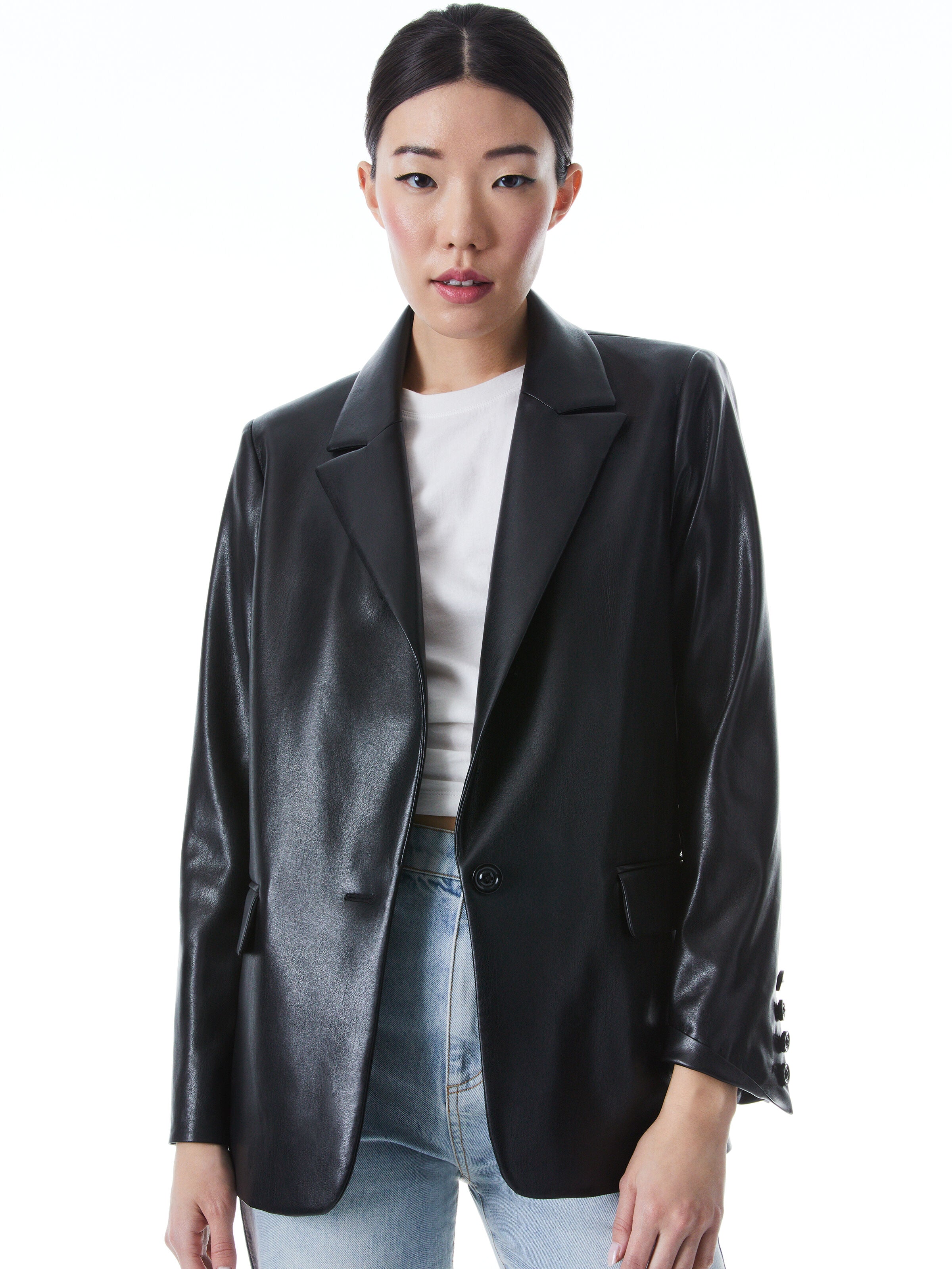 DENNY VEGAN BLAZER-ALICE + OLIVIA
