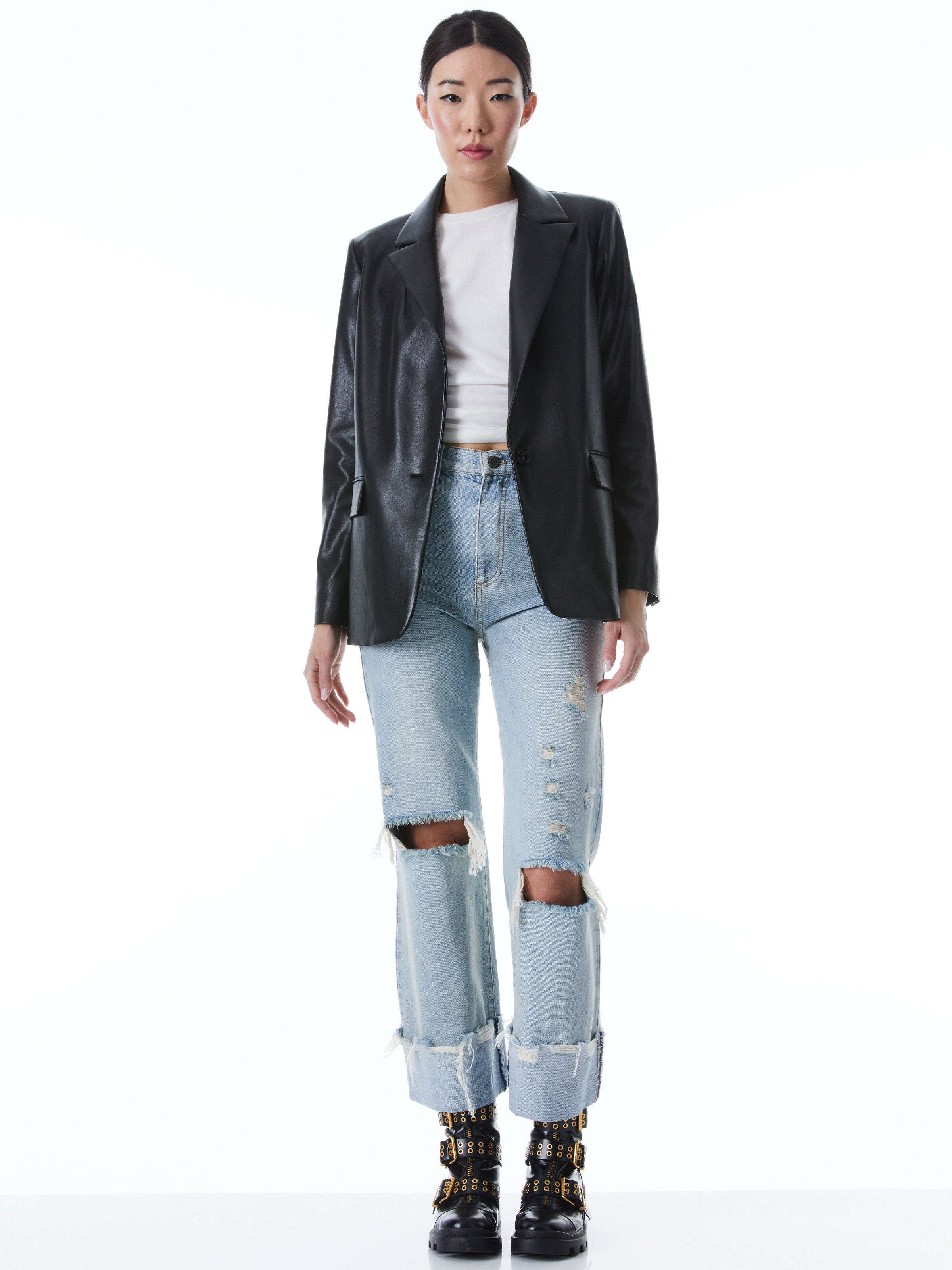 DENNY VEGAN BLAZER-ALICE + OLIVIA