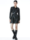 MALINA VEGAN LEATHER SHIRT DRESS-ALMOND-ALICE + OLIVIA