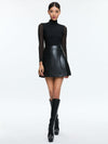 CHARA VEGAN MINI DRESS-Black-ALICE + OLIVIA