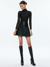 CHARA VEGAN MINI DRESS-Black-ALICE + OLIVIA