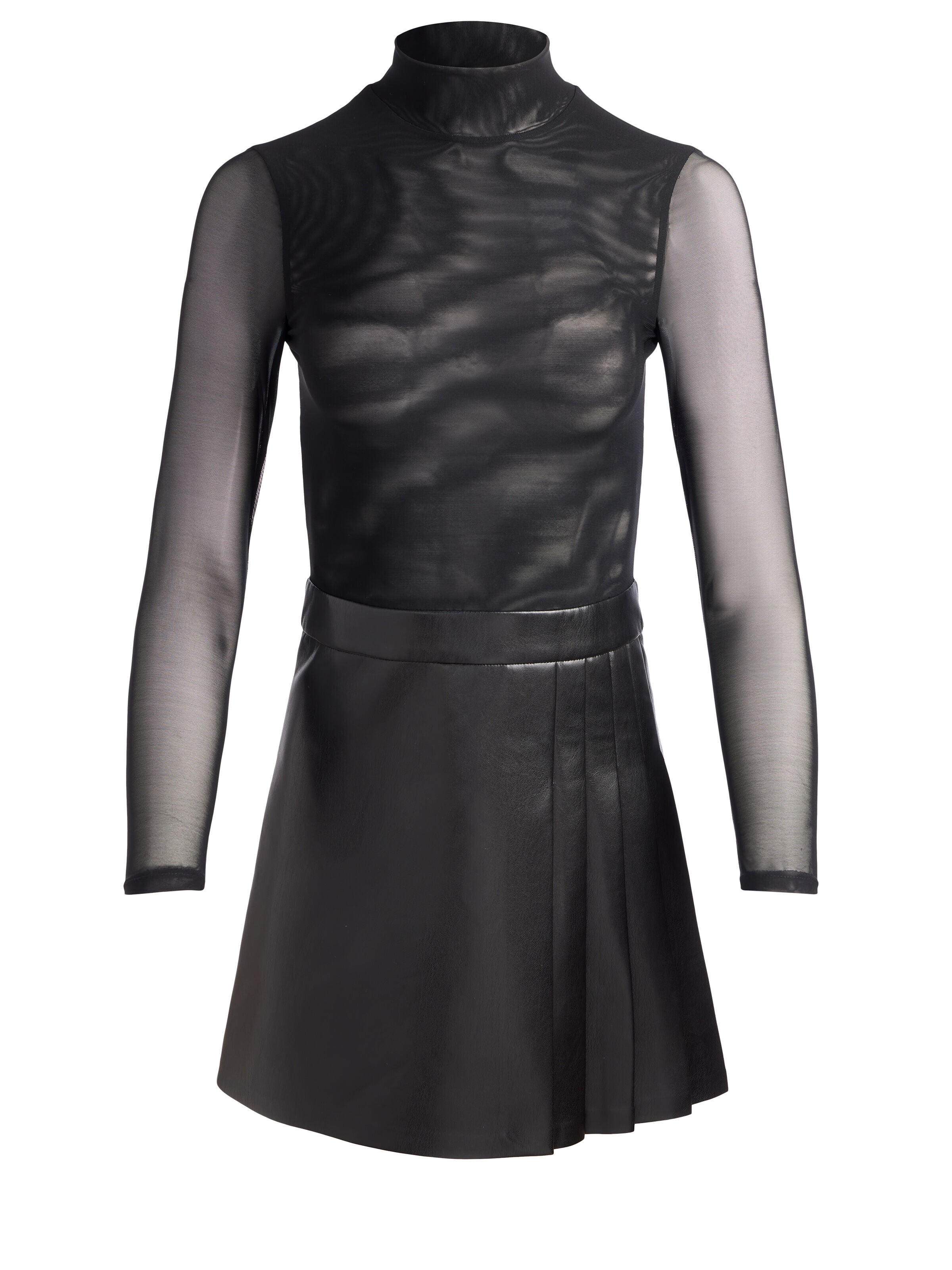 CHARA VEGAN MINI DRESS-Black-ALICE + OLIVIA
