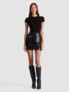 SYDNEY VEGAN MINI DRESS-Black-ALICE + OLIVIA