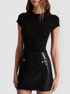 SYDNEY VGN LTHR LS A LINE MINI DRESS-ALICE + OLIVIA