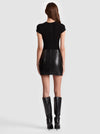 SYDNEY VGN LTHR LS A LINE MINI DRESS-ALICE + OLIVIA