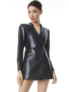 KYRIE VEGAN LEATHER TUXEDO SKORT ROMPER-ALICE + OLIVIA