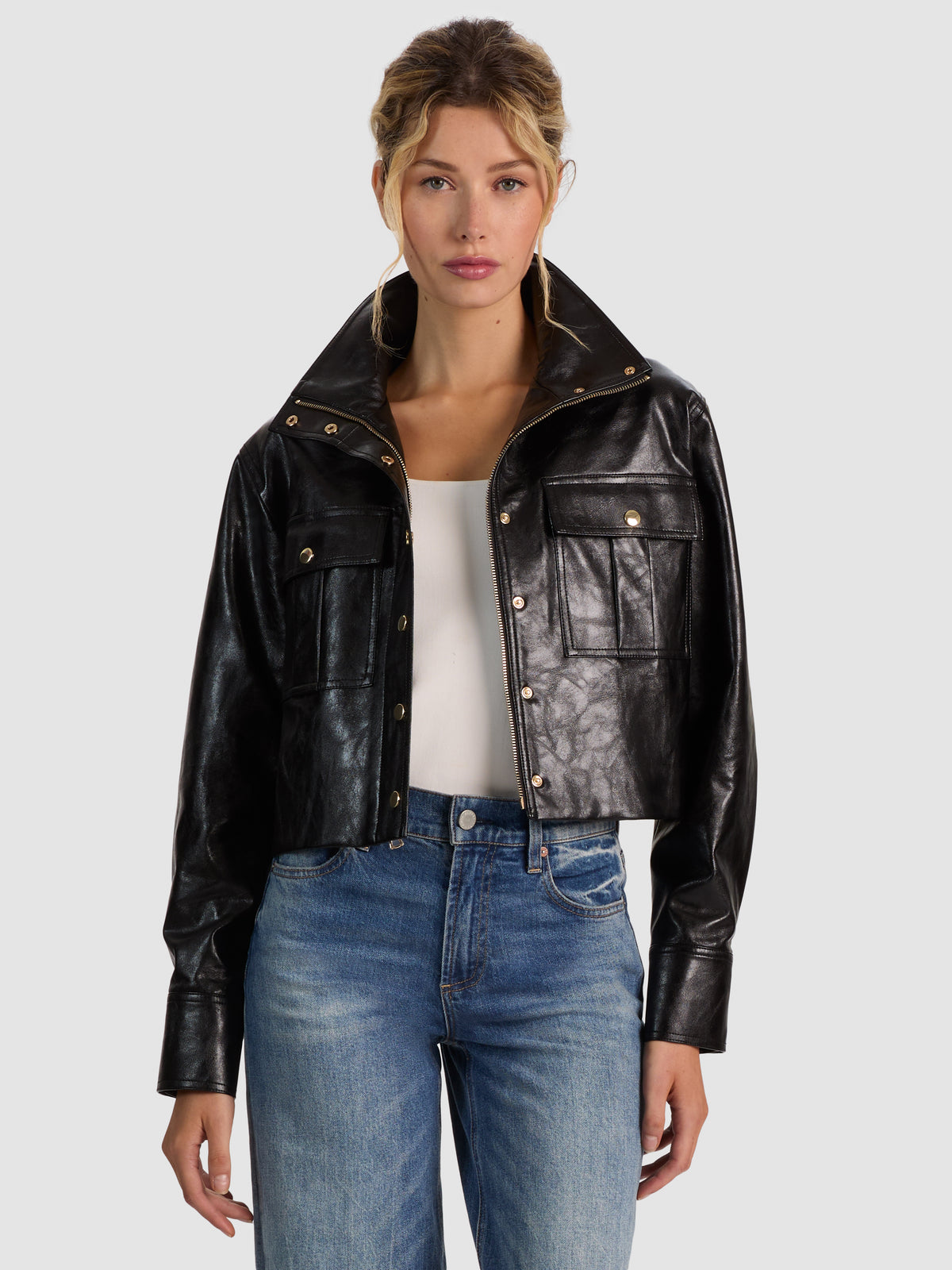 JAMES VEGAN FUNNEL NECK PARKA - BLACK
