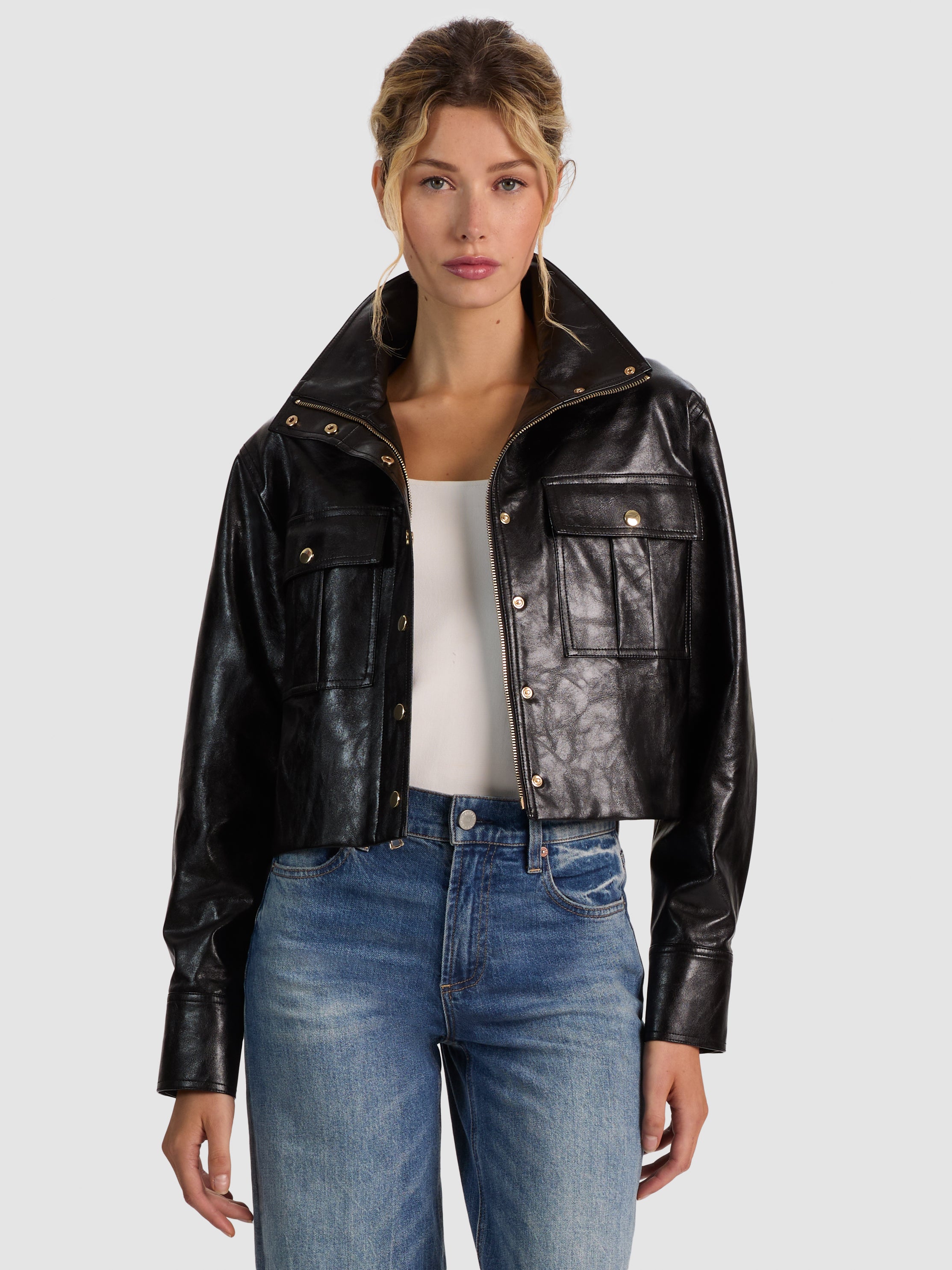 JAMES VEGAN FUNNEL NECK PARKA-ALICE + OLIVIA