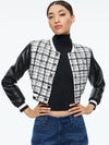 CAMELIA CROPPED COMBINATION VARSITY JACKET-ALICE + OLIVIA