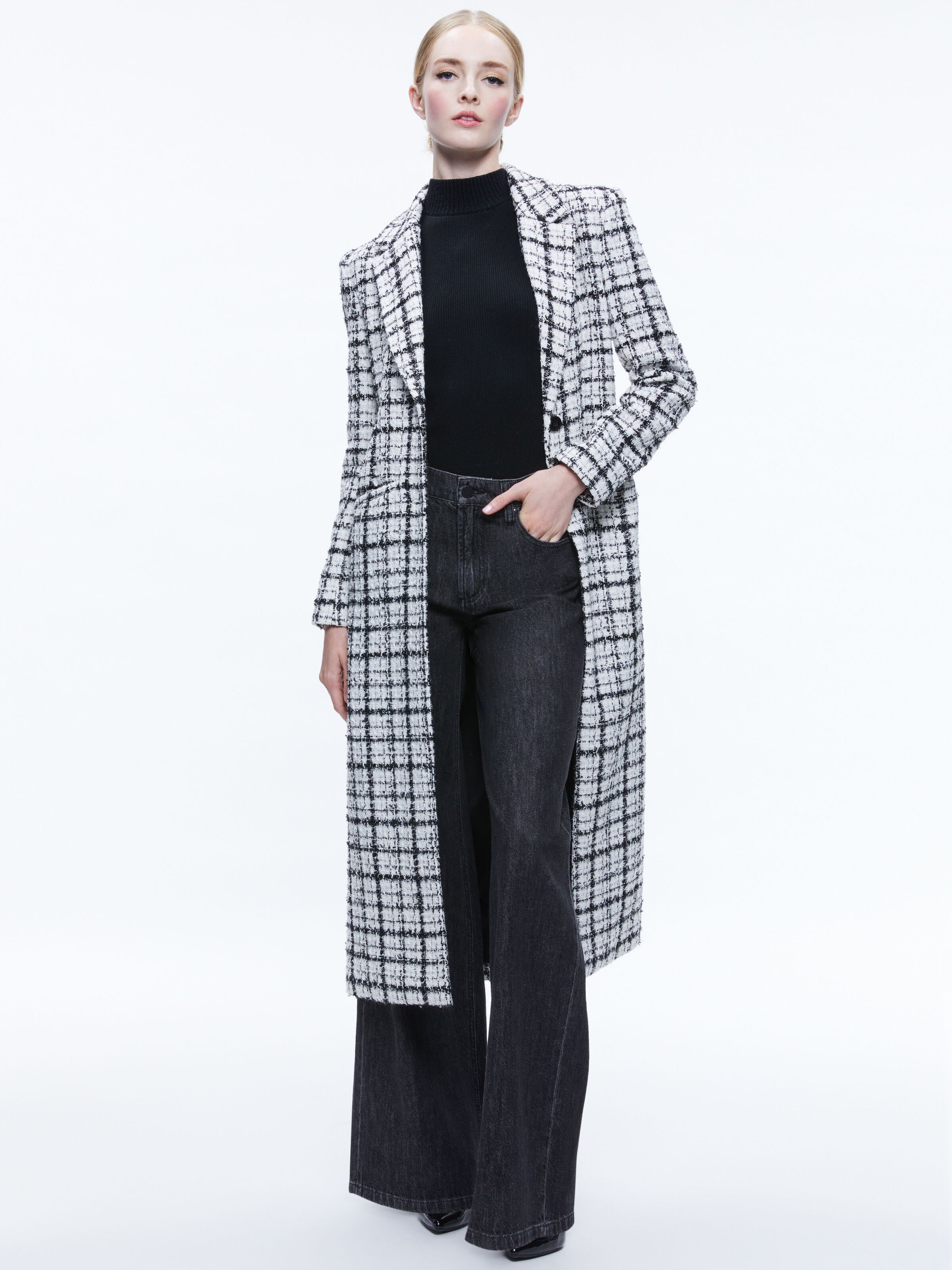 BRET LONG BLAZER-OFF WHITE/BLACK-ALICE + OLIVIA