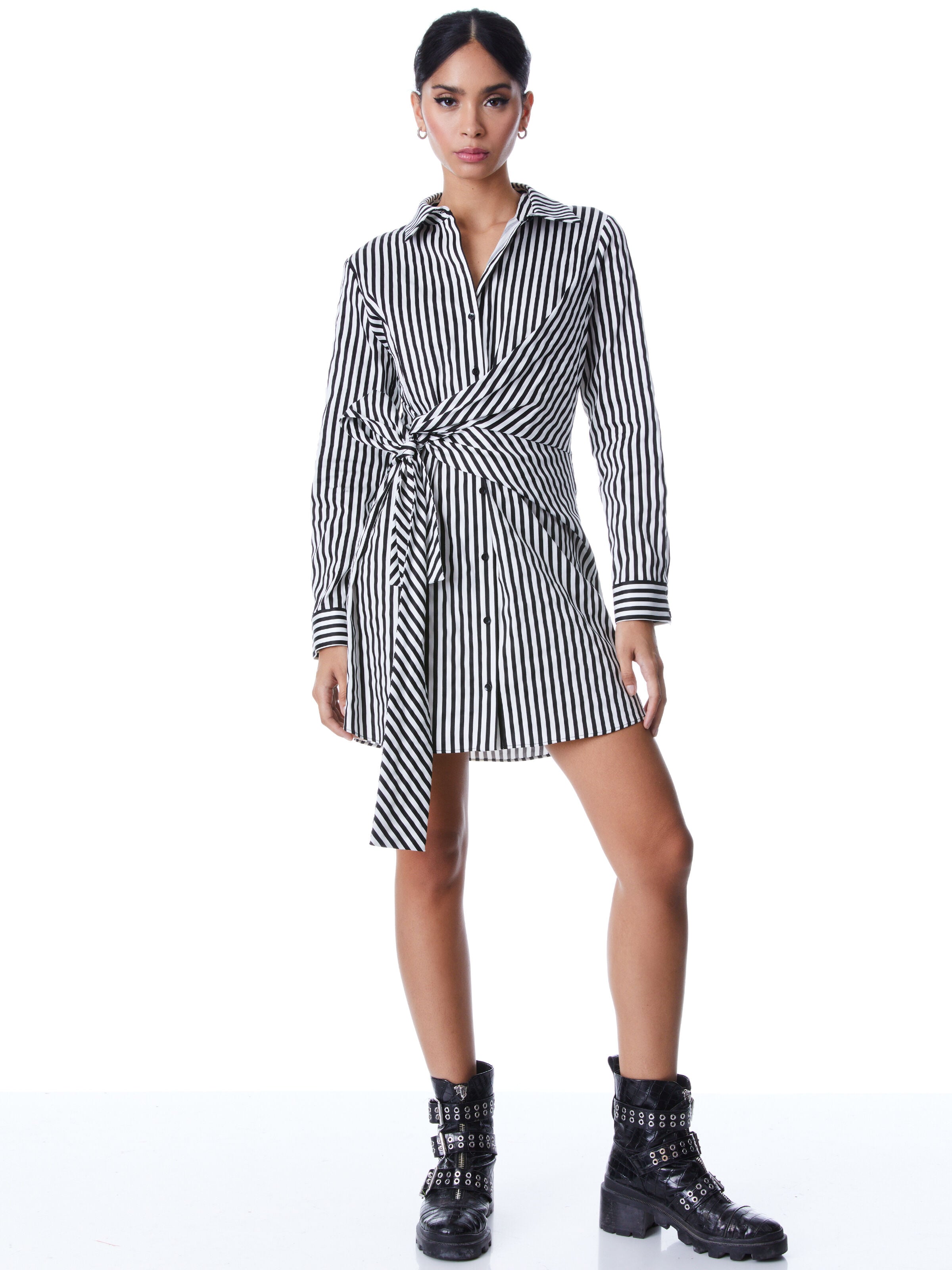REINA DRAPED SHIRT DRESS-ALICE + OLIVIA