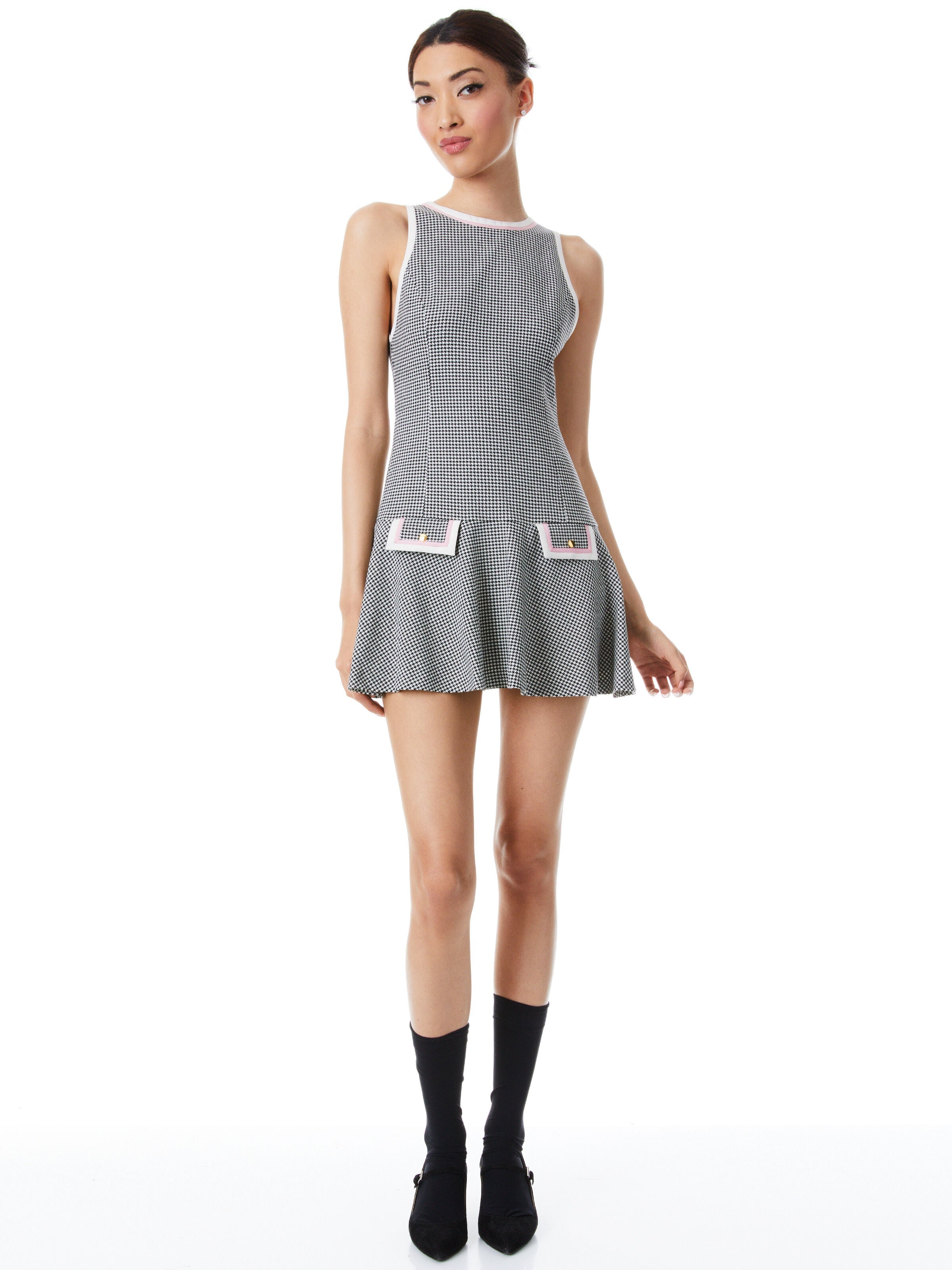 SIMA DROP WAIST FIT AND FLARE MINI DRESS-ALICE + OLIVIA