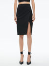 SIOBHAN VEGAN MIDI SKIRT-BLACK PINSTRIPE-ALICE + OLIVIA