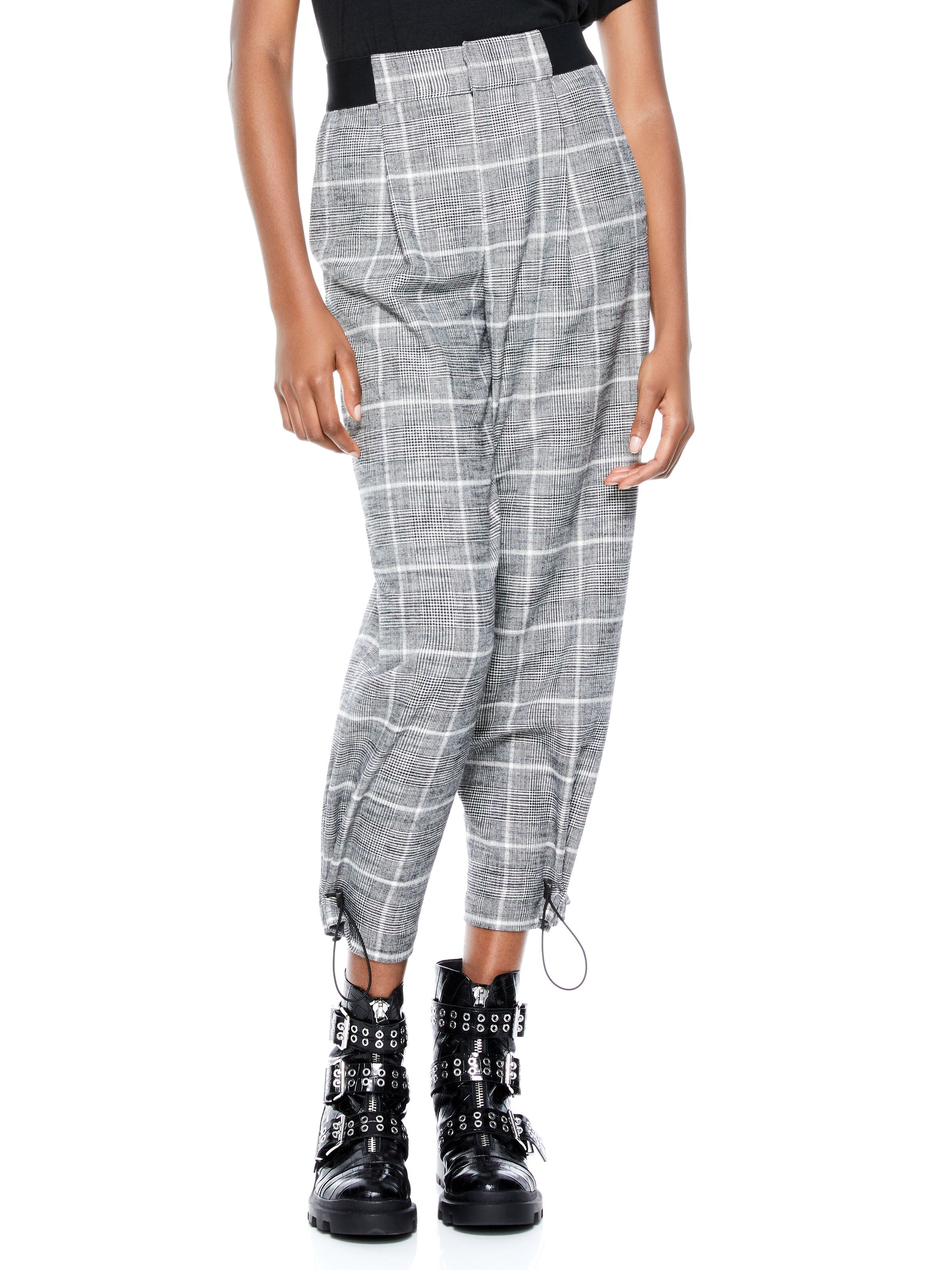 PARIS PLAID TOGGLE JOGGER-ALICE + OLIVIA