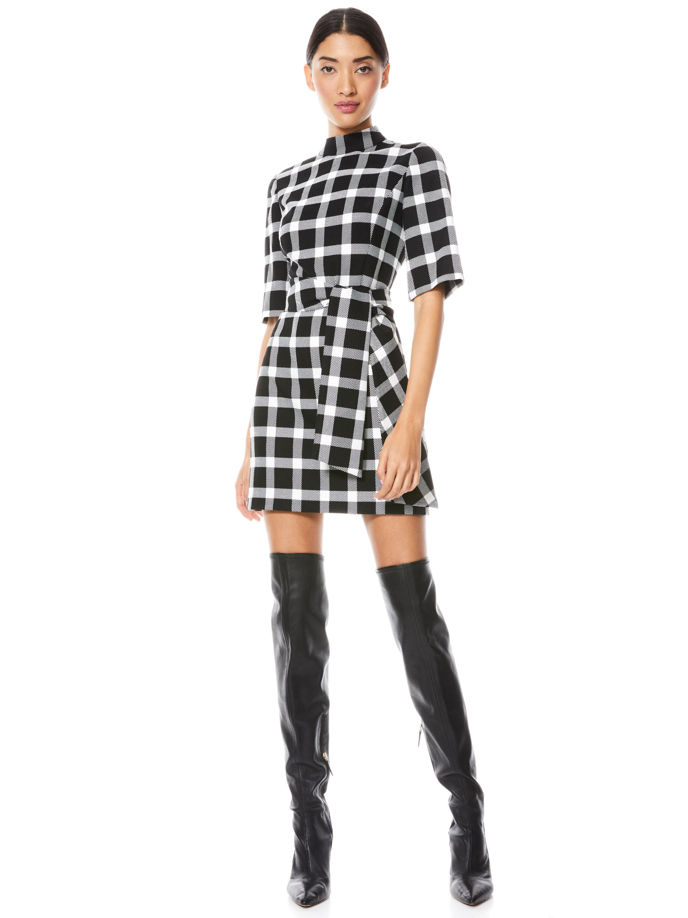 VIRGIL BELTED  MOCK NECK MINI DRESS-ALICE + OLIVIA