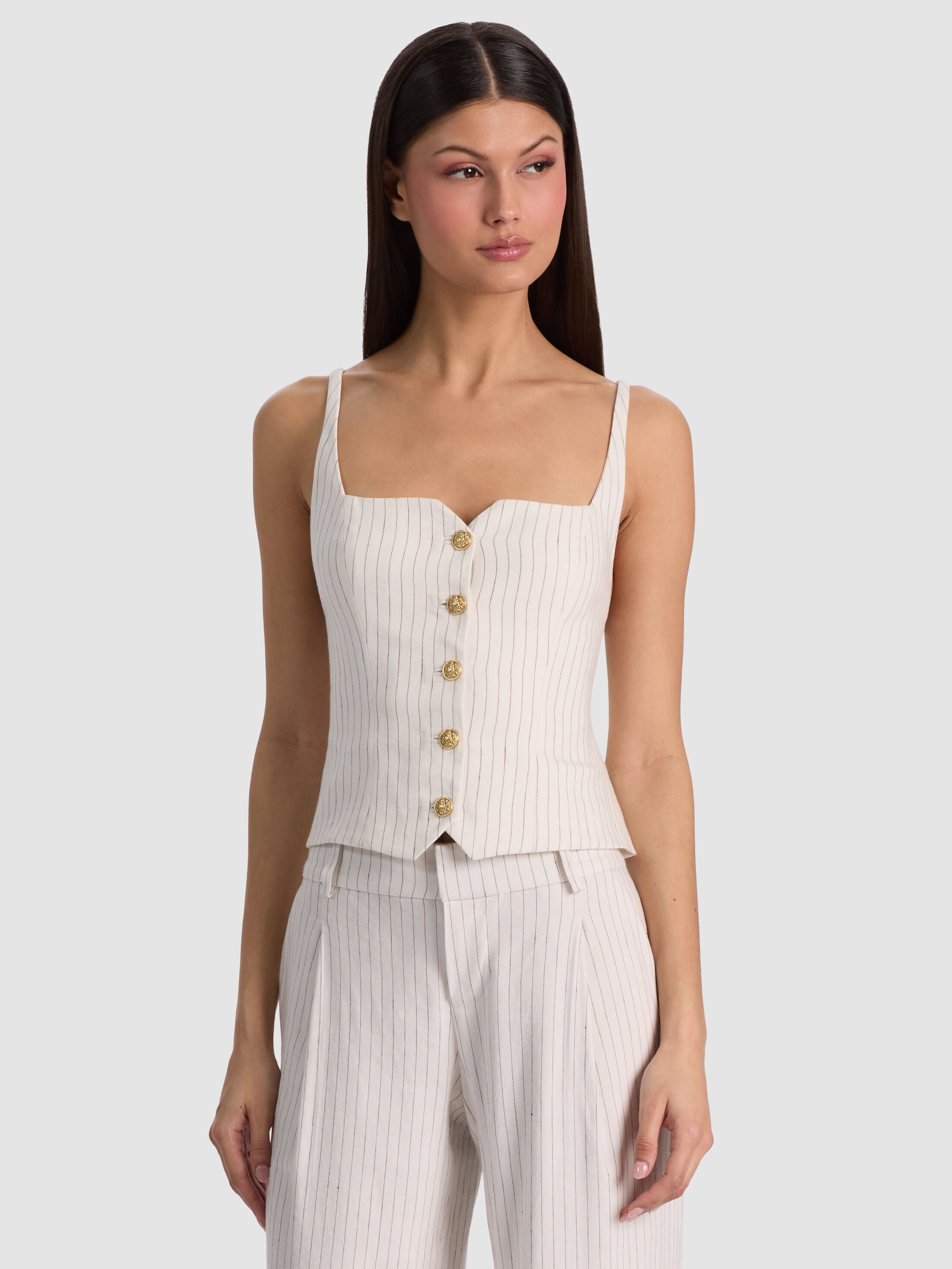 KELCEY BUTTON FRONT TOP-ALICE + OLIVIA