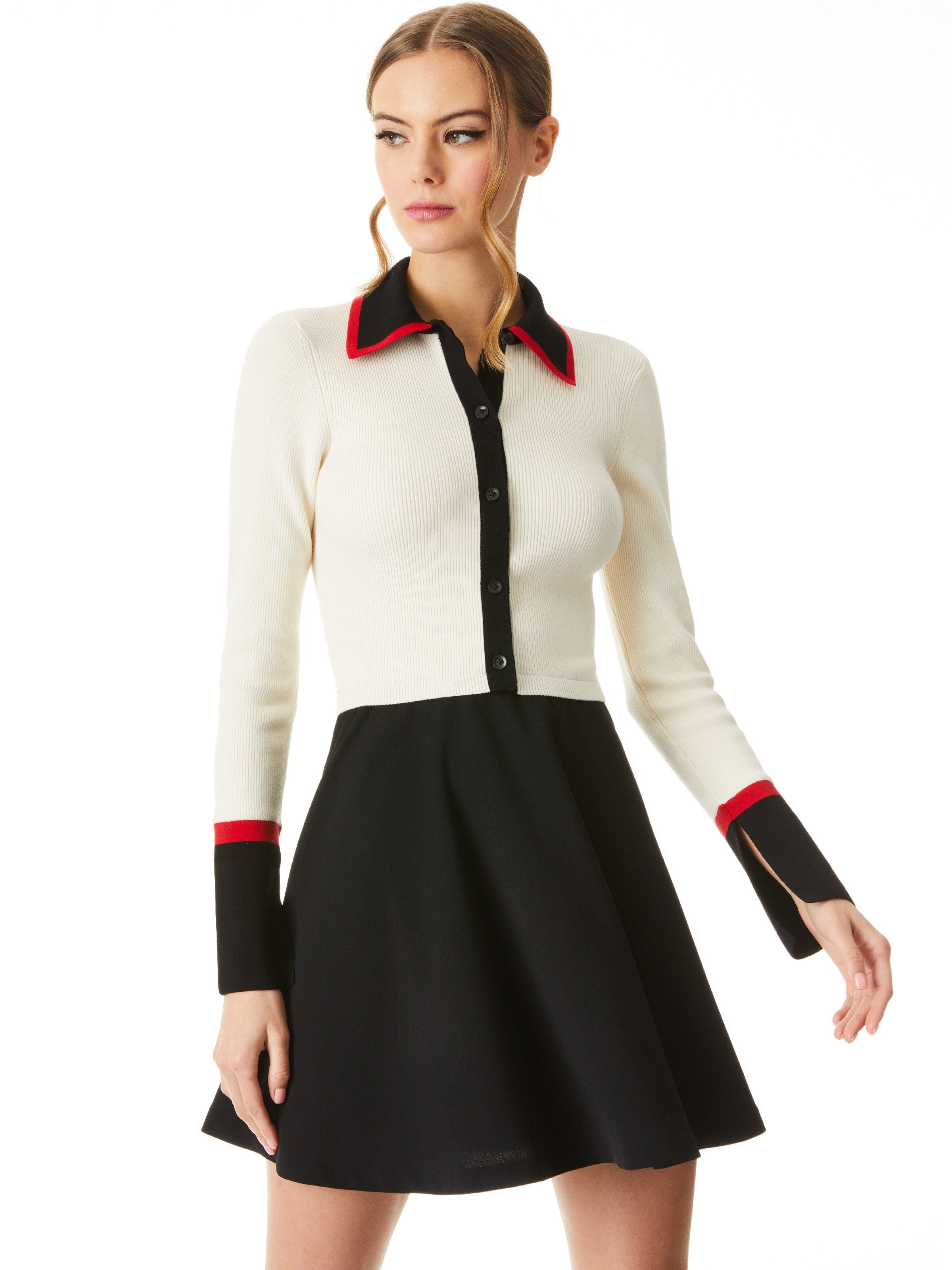 TREVOR MIXED MEDIA DRESS-ALICE + OLIVIA