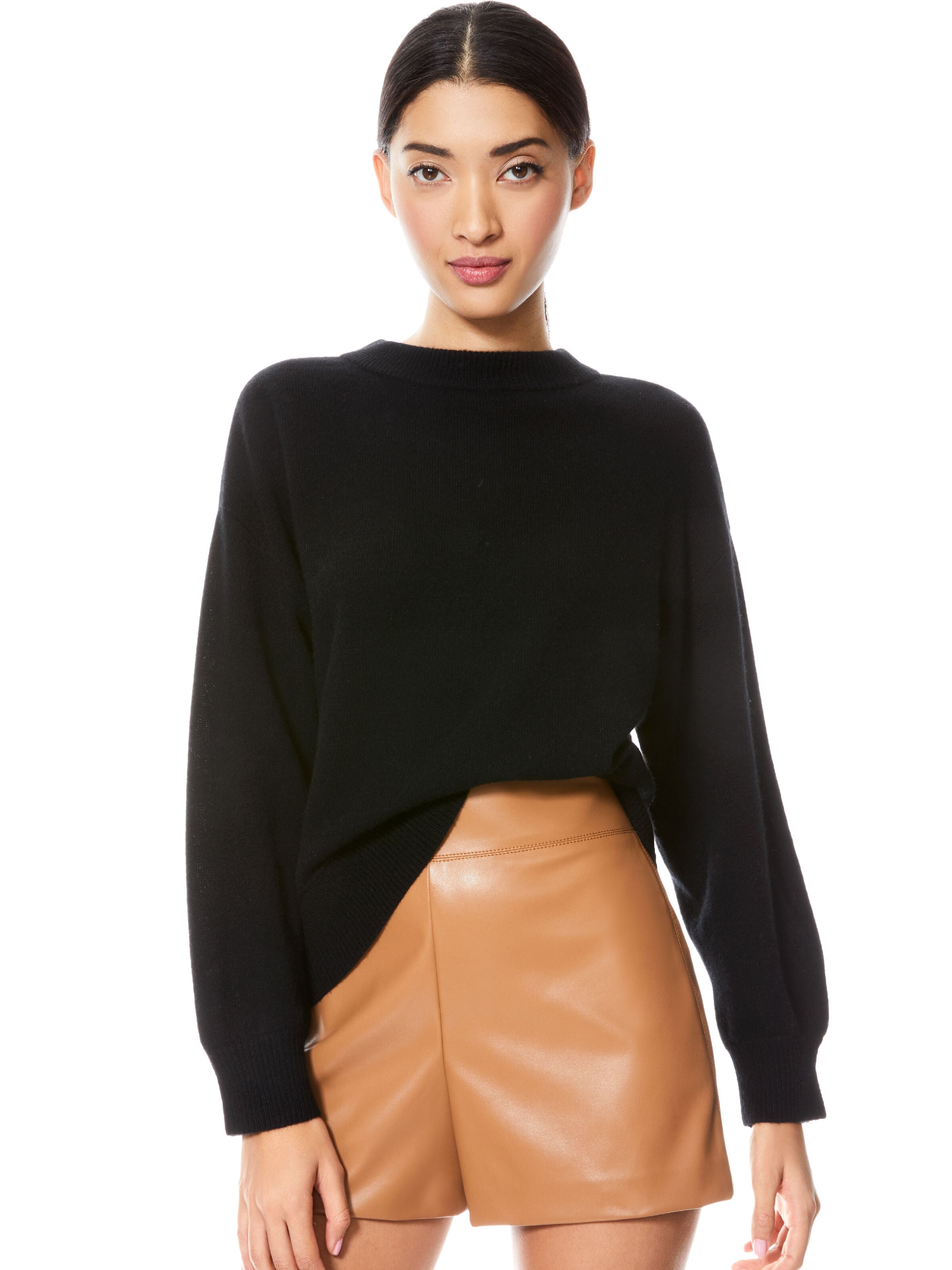 DENVER ROUND HEM SWEATER-ALICE + OLIVIA