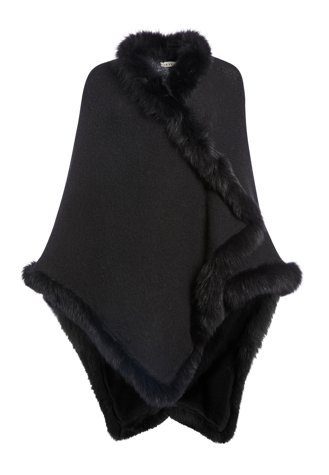 KAMALA HOODED PONCHO WITH FUR-ALICE + OLIVIA
