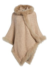 KAMALA HOODED PONCHO WITH FUR-ALICE + OLIVIA