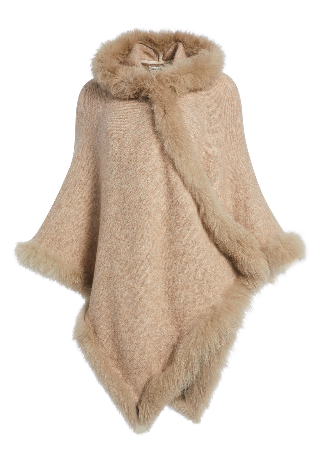 KAMALA HOODED PONCHO WITH FUR-ALICE + OLIVIA