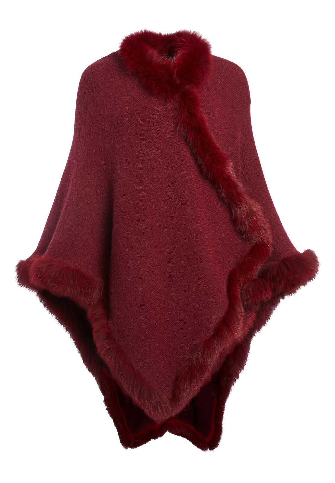 KAMALA HOODED PONCHO WITH FUR-ALICE + OLIVIA