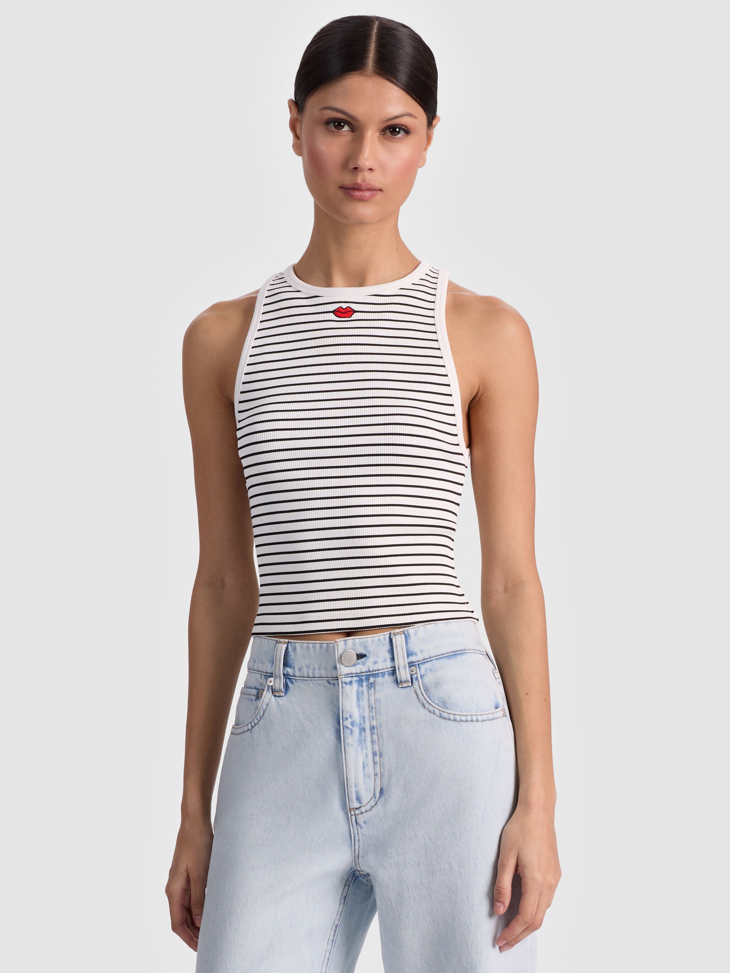 ALLEN EMBROIDERED TANK TOP-ALICE + OLIVIA