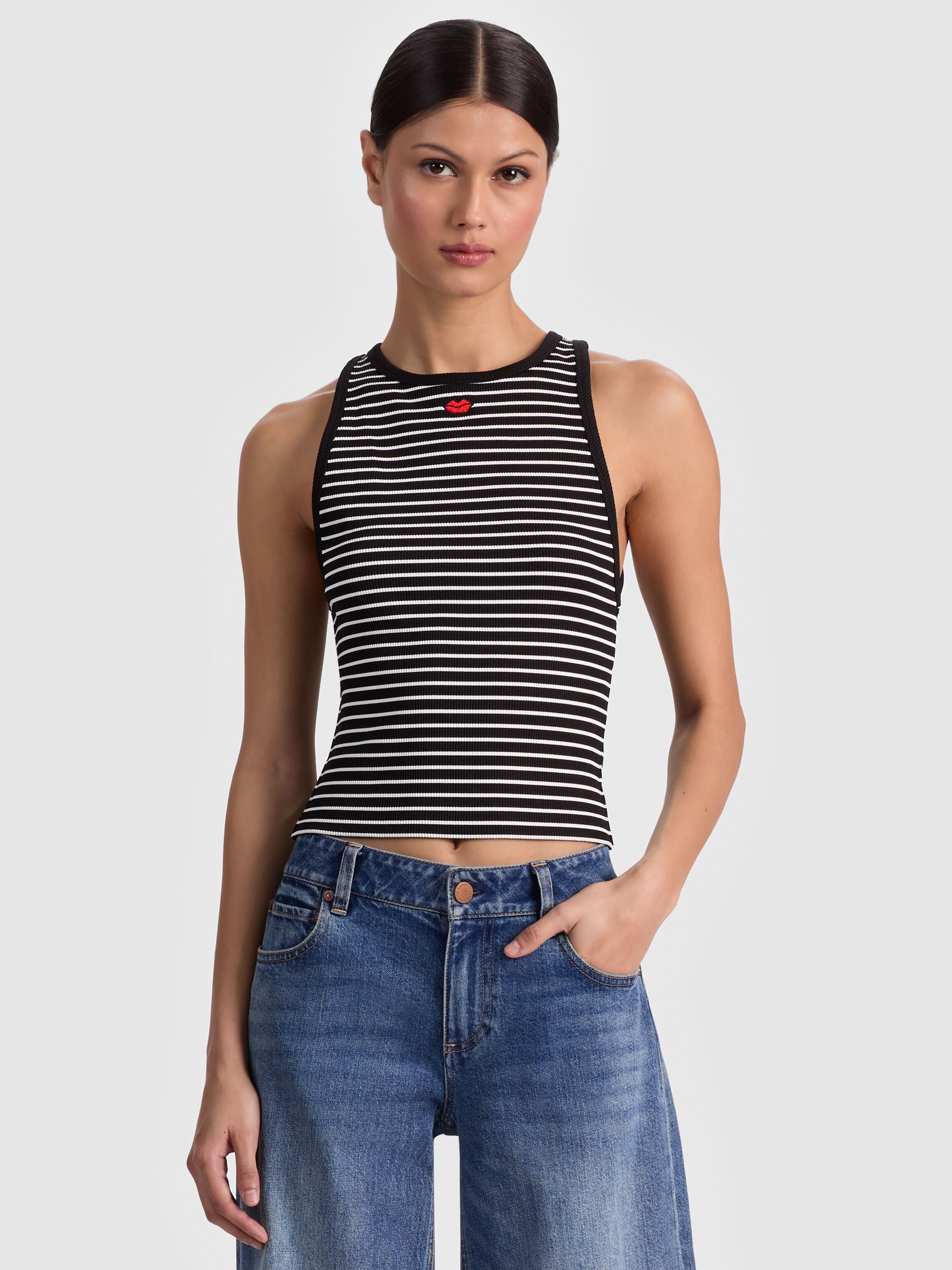 ALLEN EMBROIDERED TANK TOP-ALICE + OLIVIA