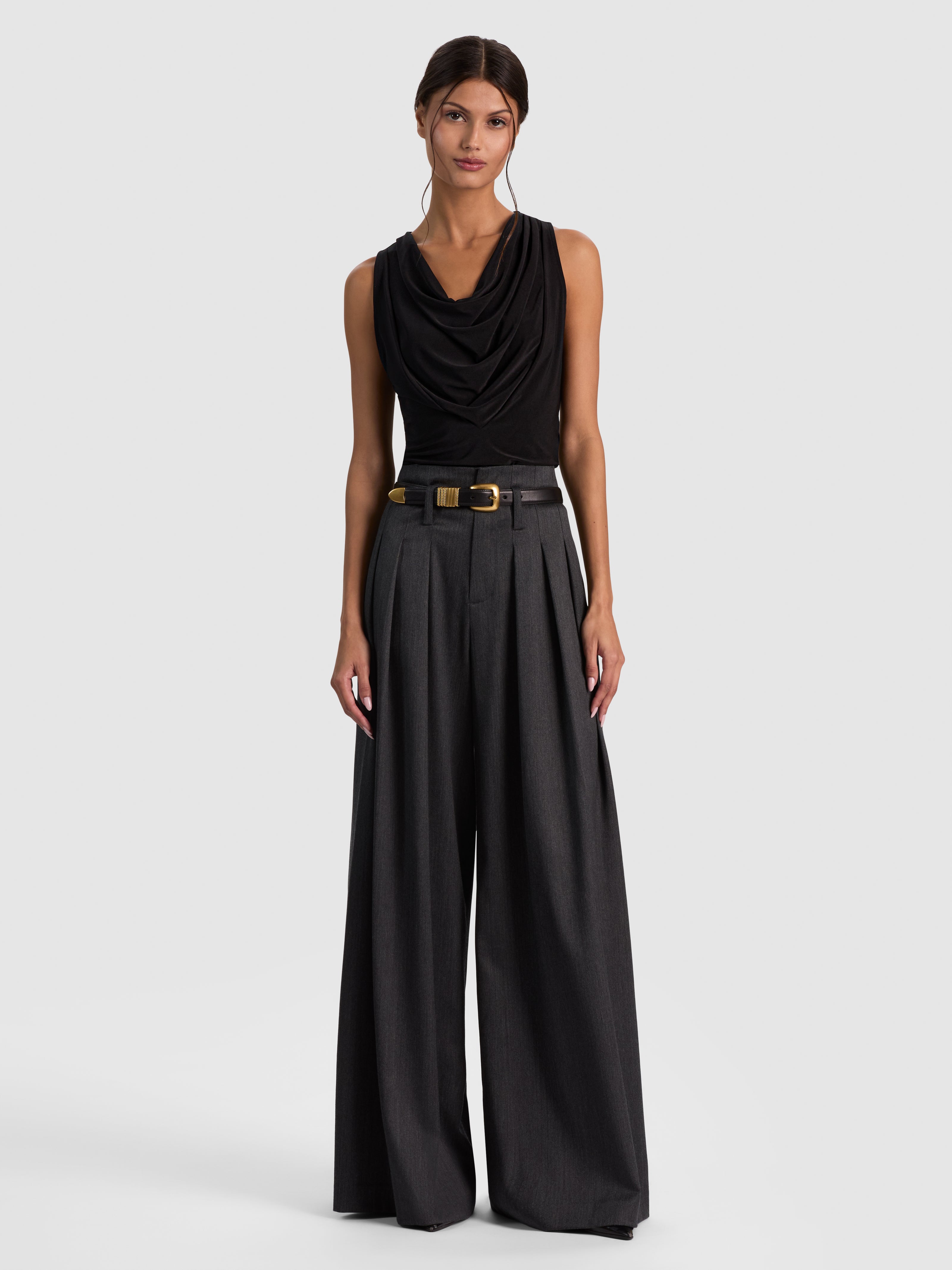 JACQUELINE COWL NECK TANK - BLACK