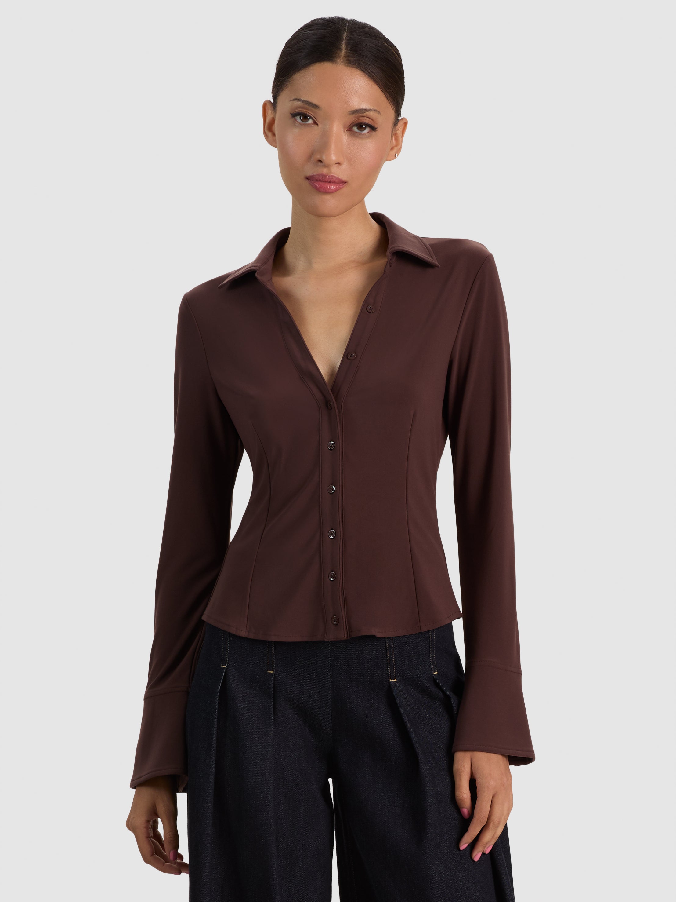 FREYA BUTTON DOWN TOP-ALICE + OLIVIA
