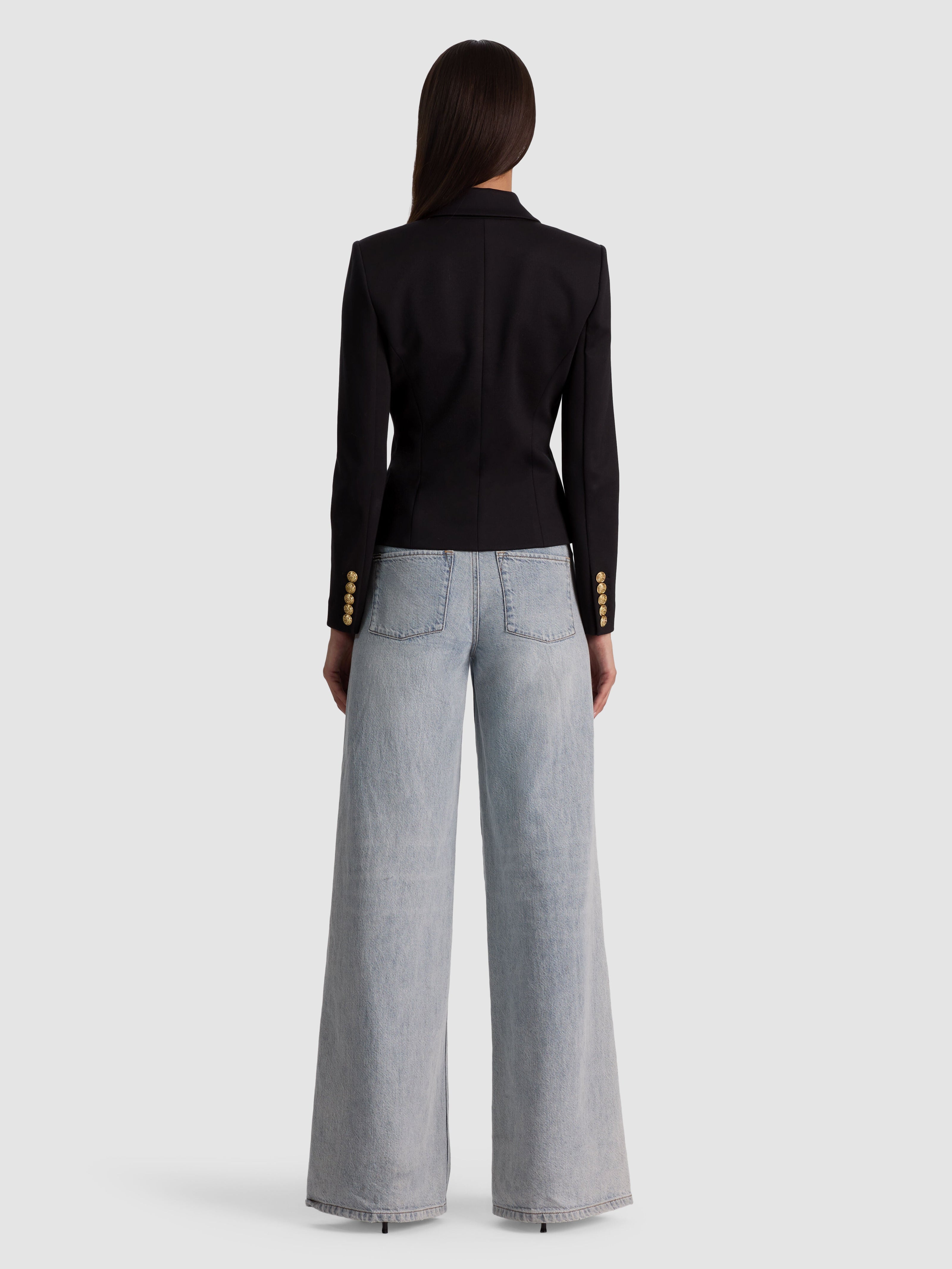 SABLE DOUBLE BREASTED CROPPED BLAZER-ALICE + OLIVIA