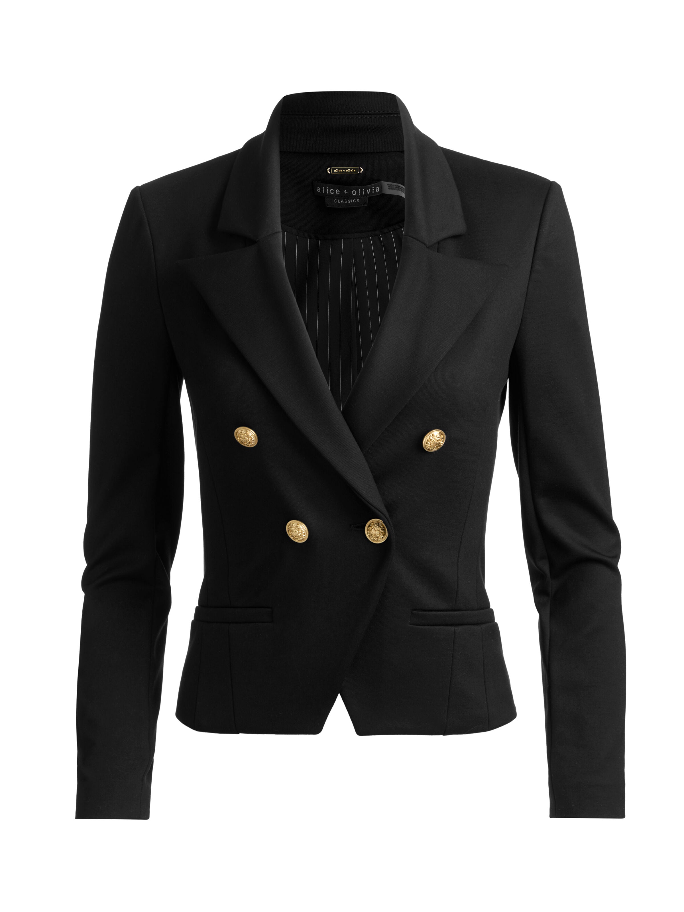 SABLE DOUBLE BREASTED CROPPED BLAZER-ALICE + OLIVIA